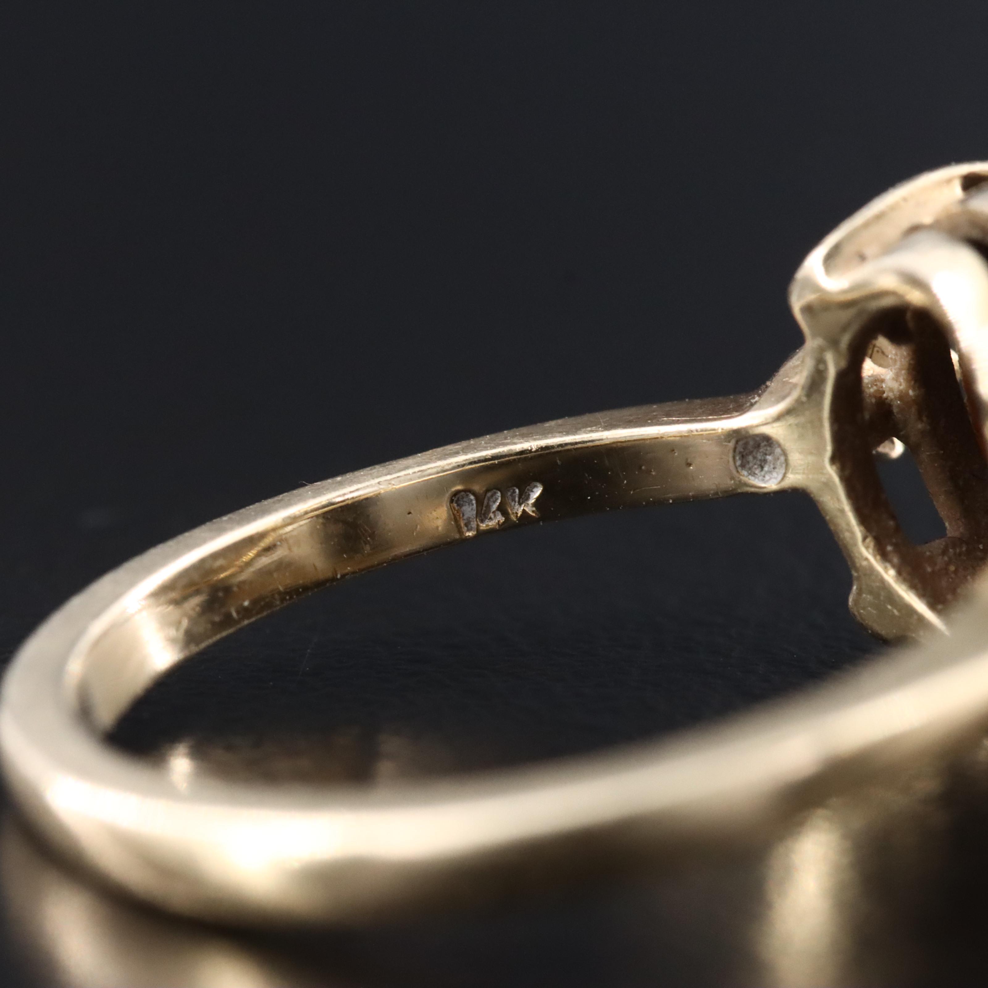 14K Coral and Diamond Ring