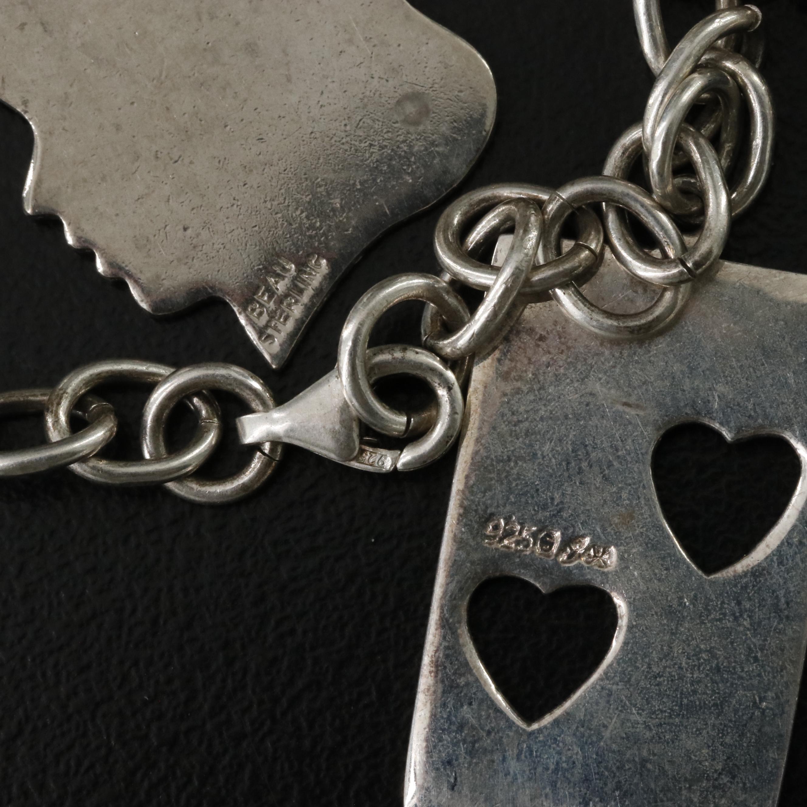 Sterling Charm Bracelet Including 835 Silver Marcasite Gondola