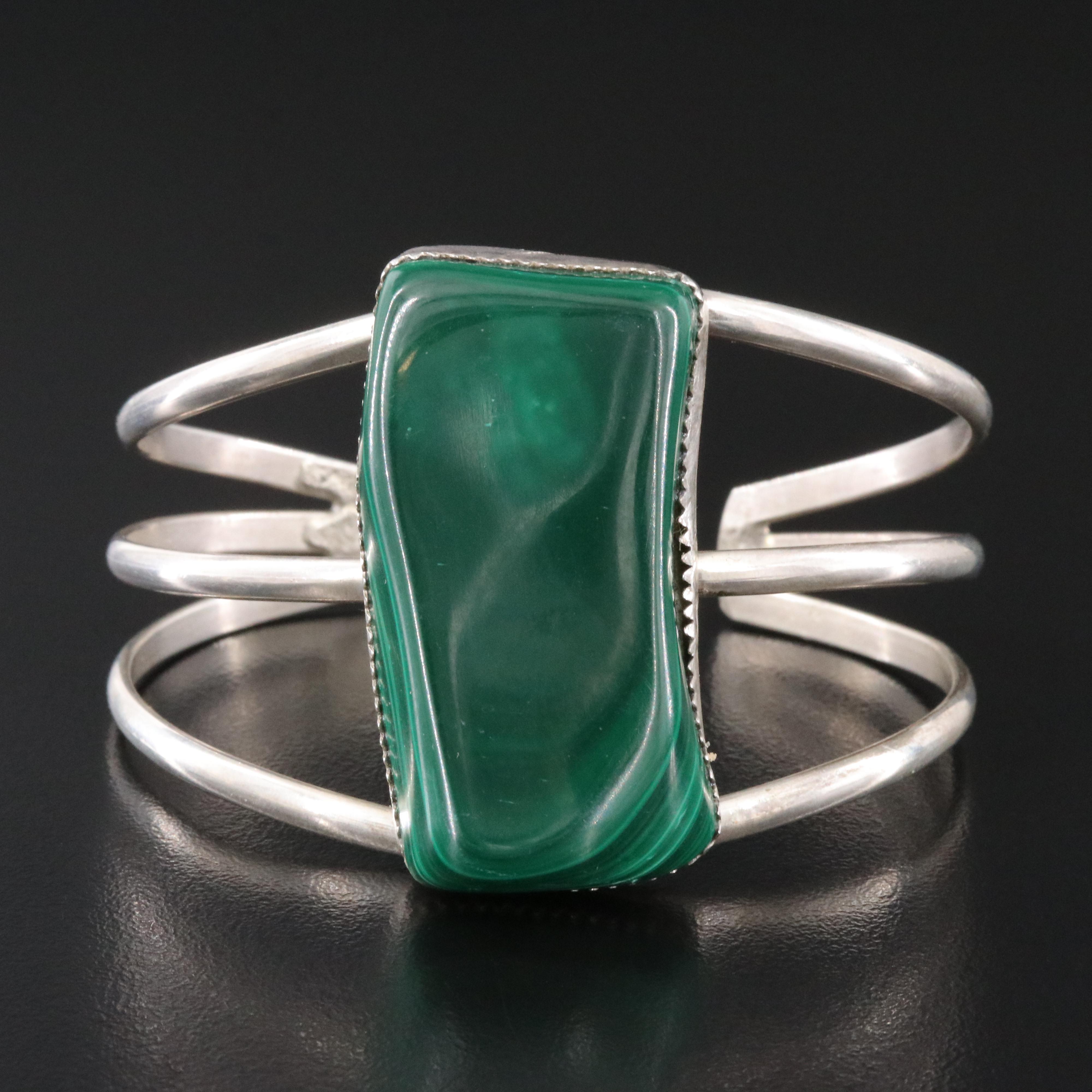 Sterling Malachite Cuff Bracelet