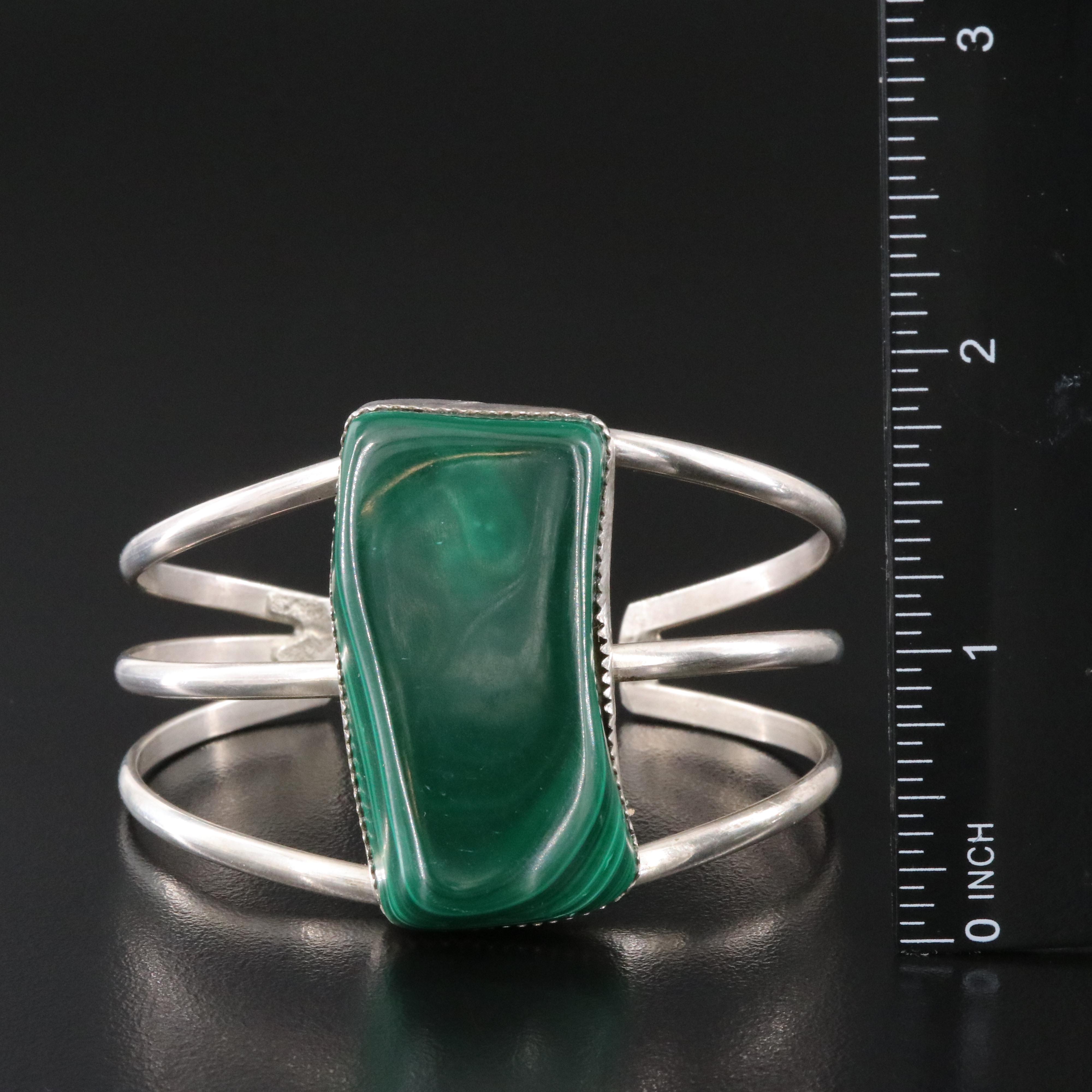 Sterling Malachite Cuff Bracelet