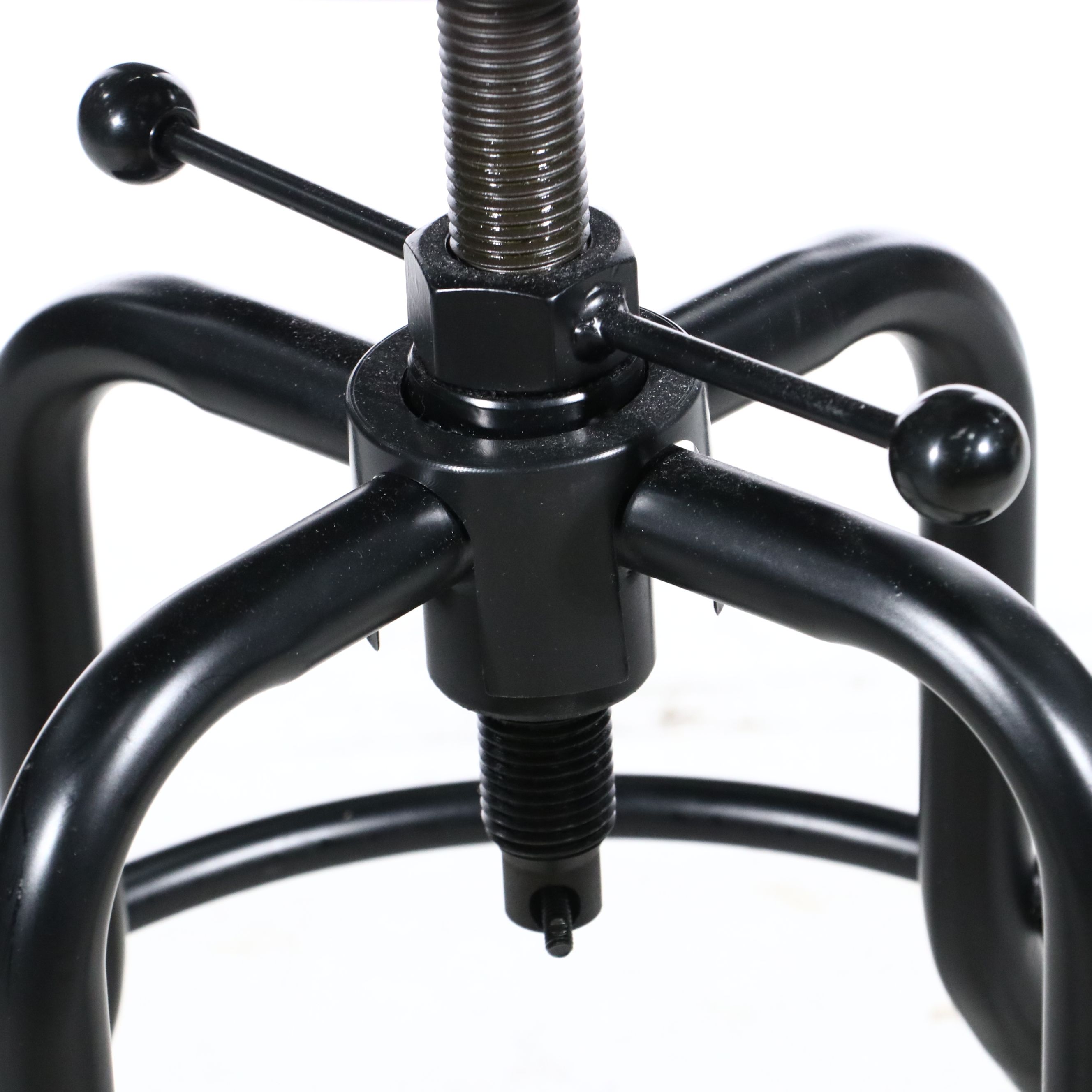 Industrial Style Orange Leather Barstool Pair