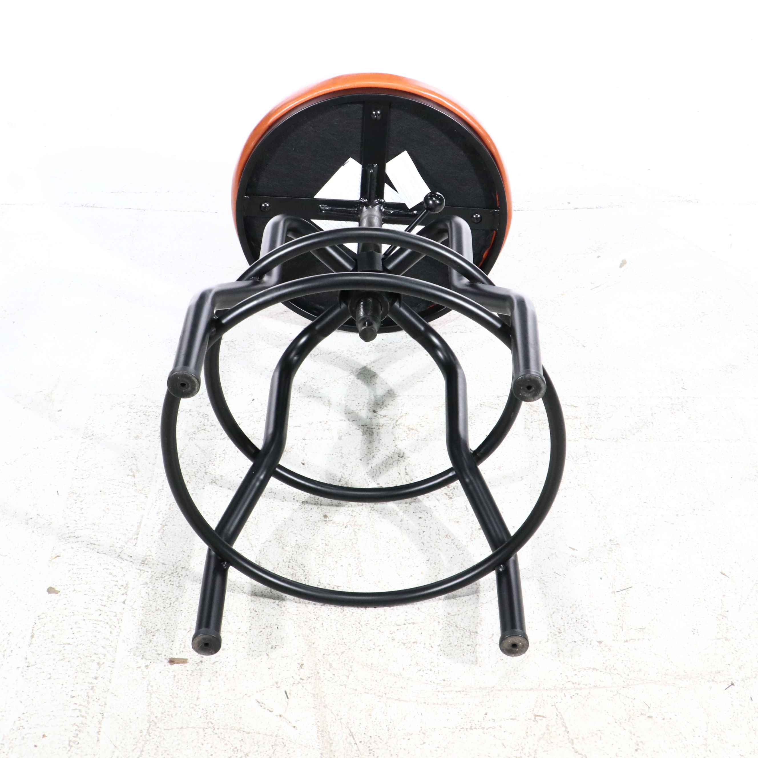 Industrial Style Orange Leather Barstool Pair