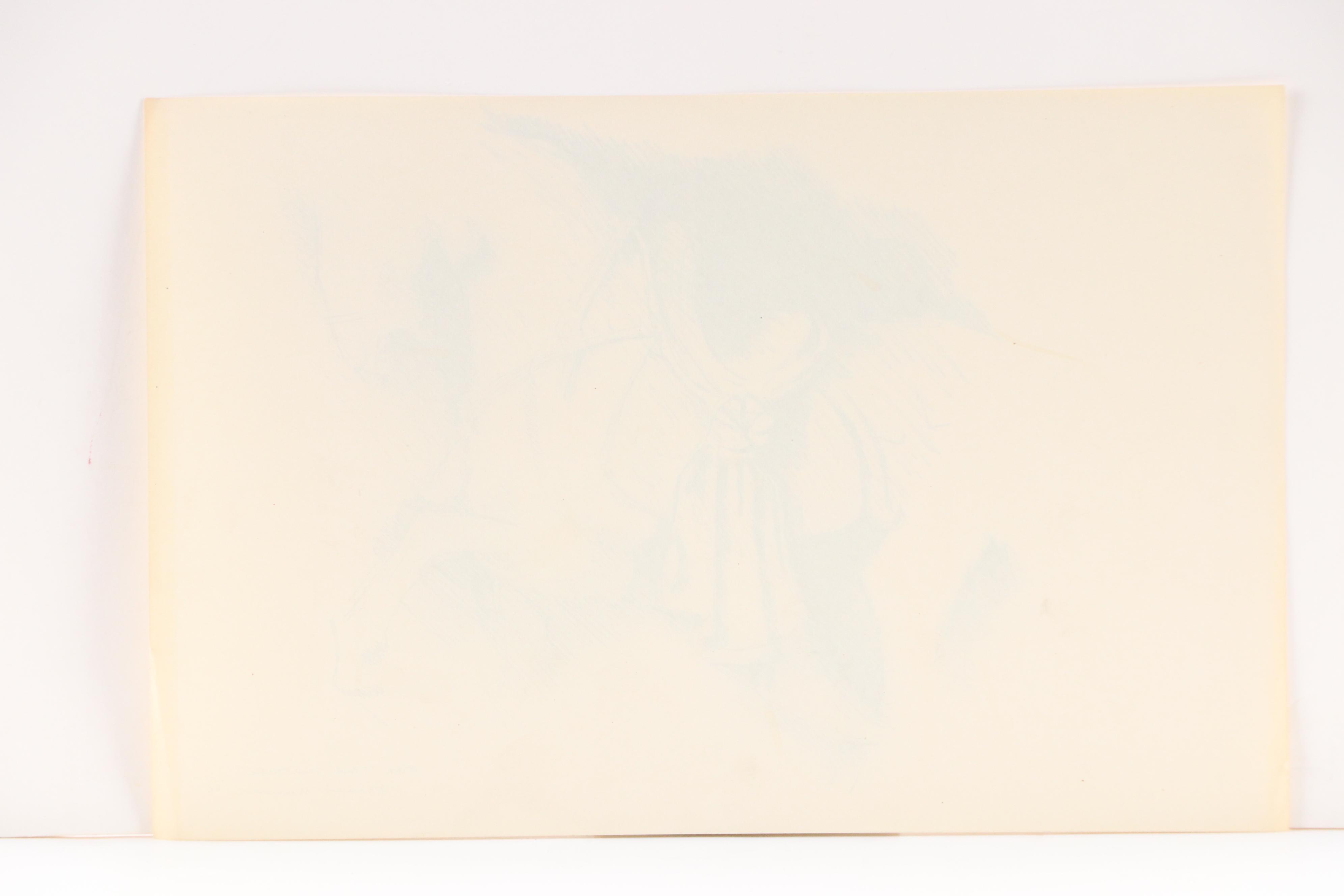 Leonard Maurer Modern Ink Drawing of Horse Sculpture, 1966