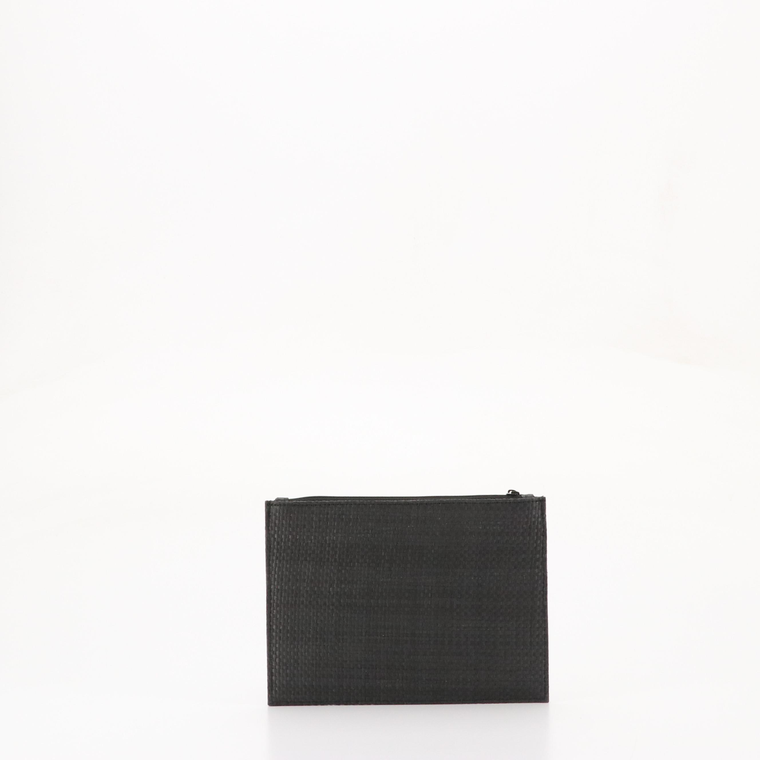 Chanel Beauté Promotional CC Zip Pouch in Black Woven Paper, With Box