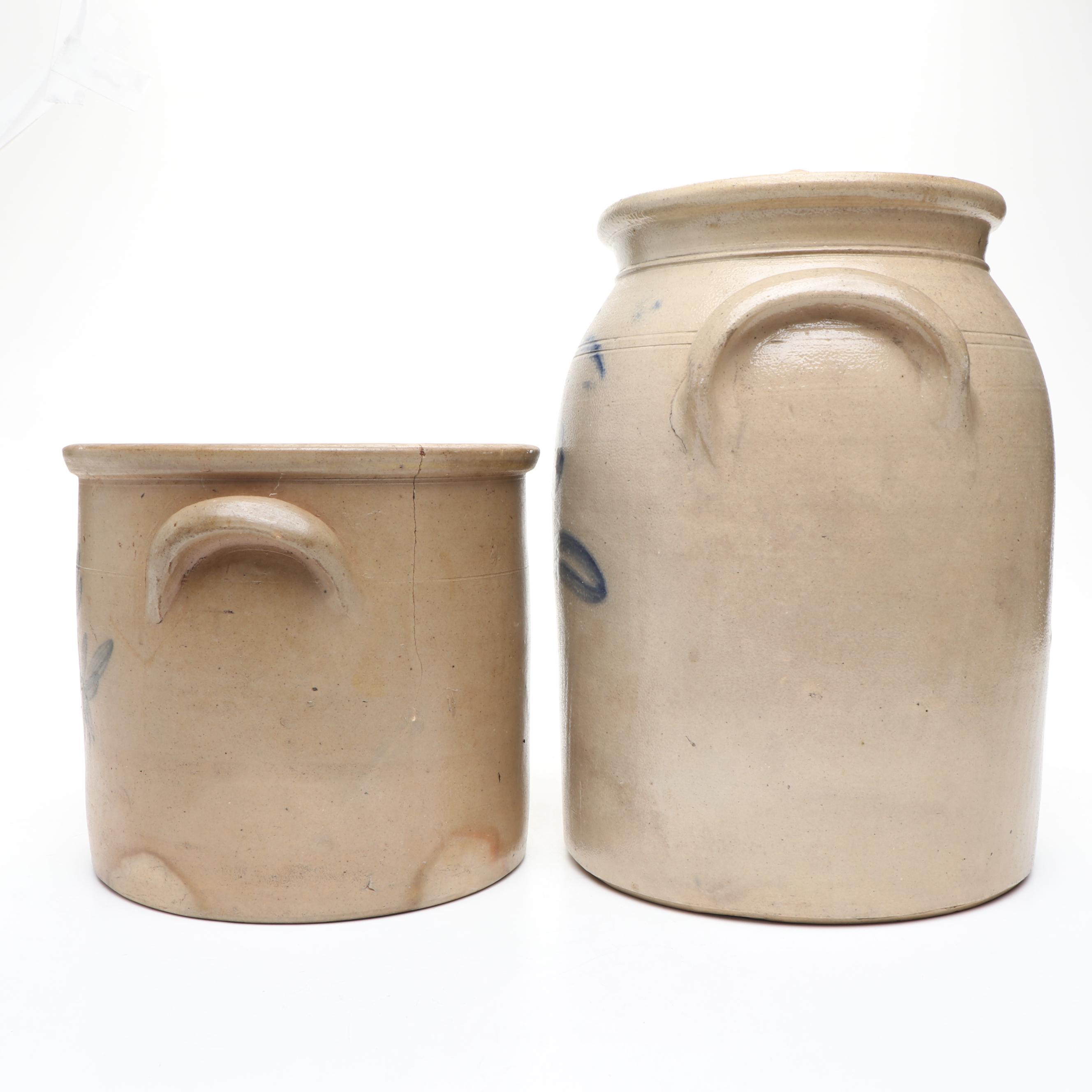 Lehman & Riedinger with Other Stoneware Crock, Mid to Late 19th Century