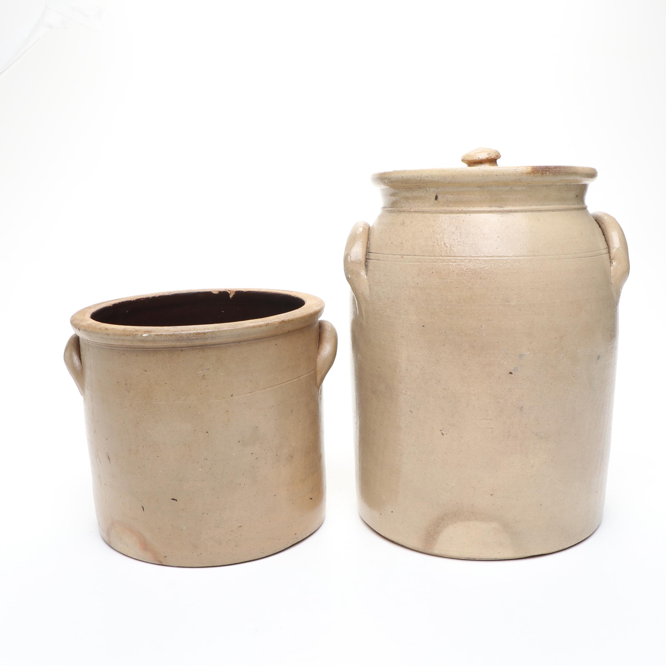 Lehman & Riedinger with Other Stoneware Crock, Mid to Late 19th Century