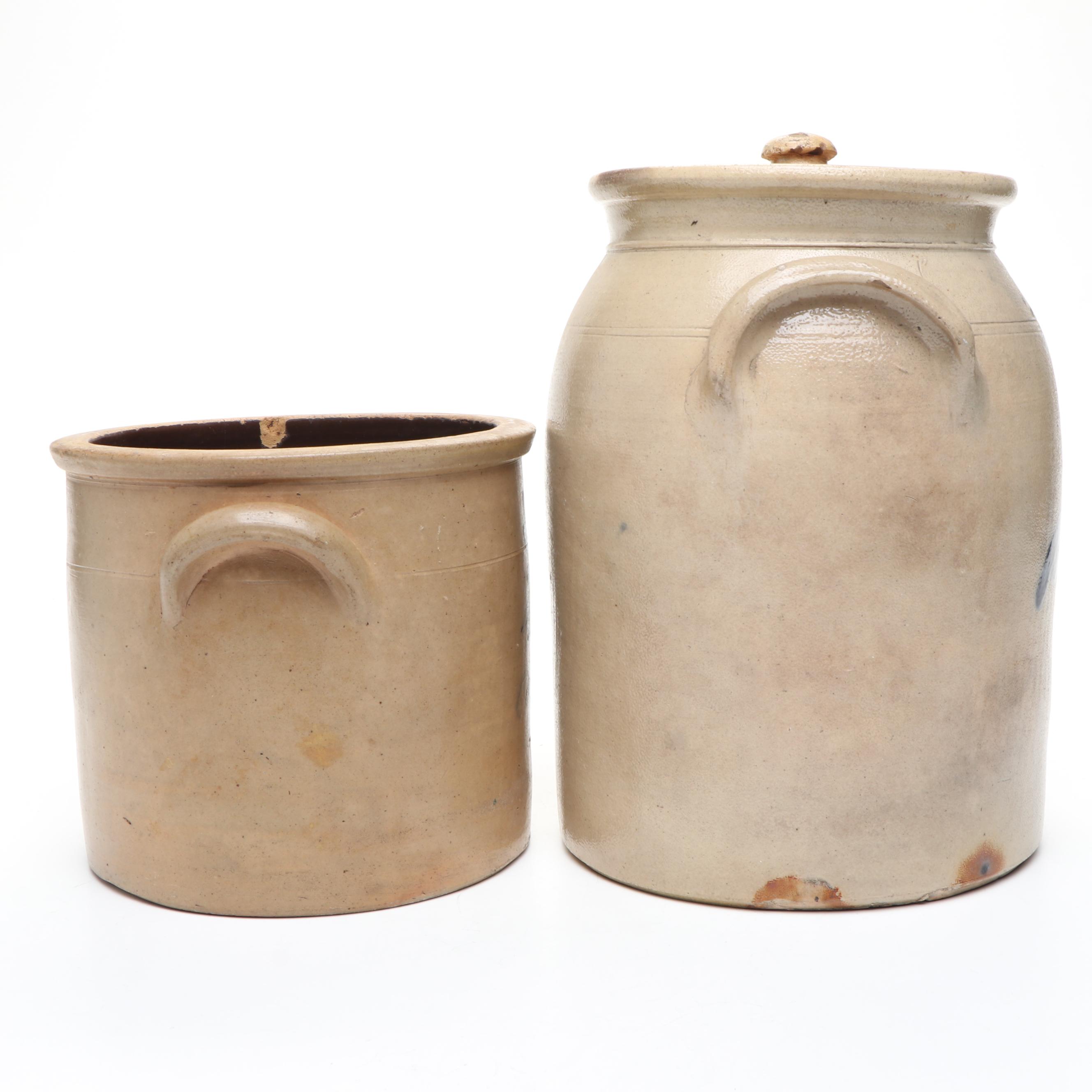Lehman & Riedinger with Other Stoneware Crock, Mid to Late 19th Century