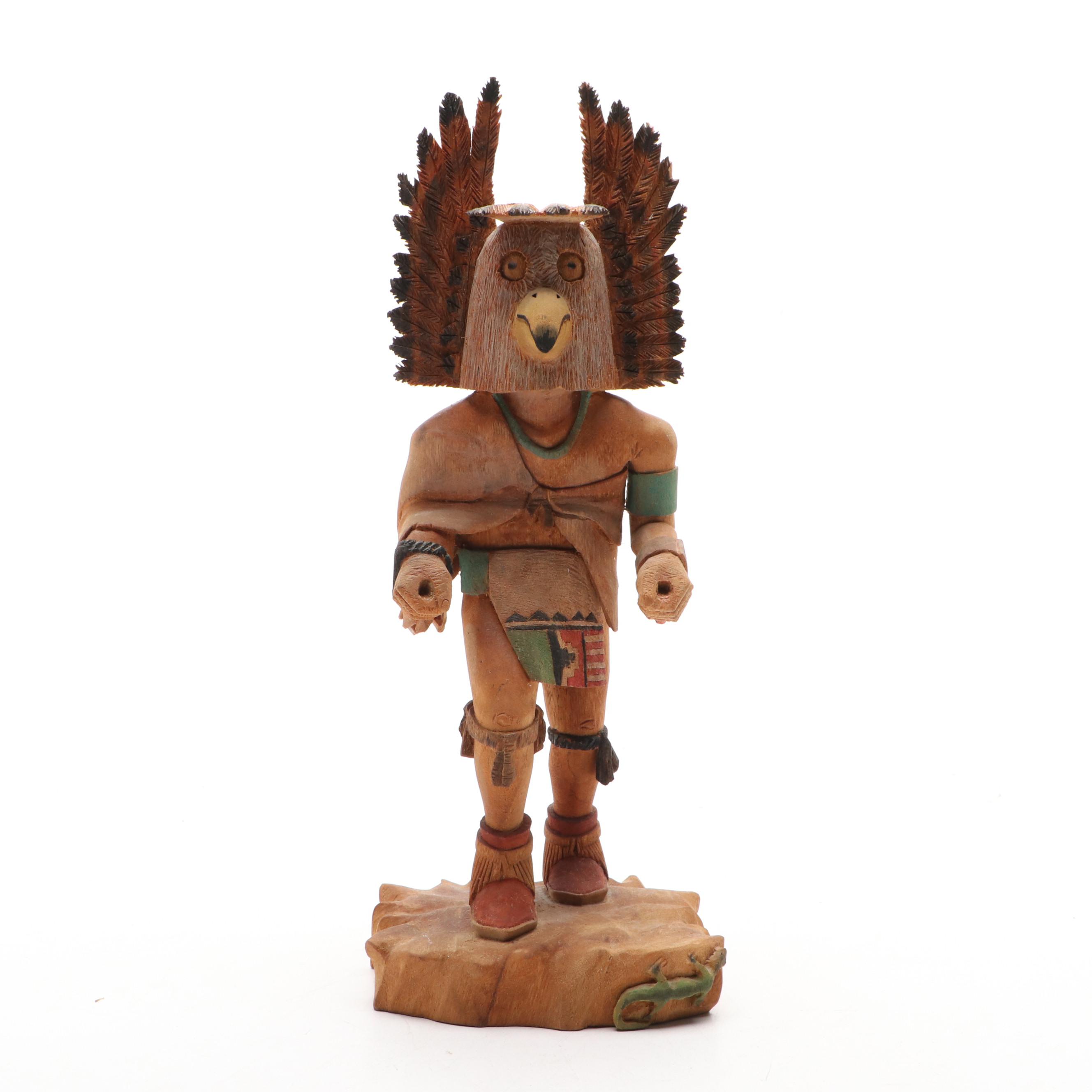 Keith Torres Hopi Carved Wood Owl Kachina Doll, 1988