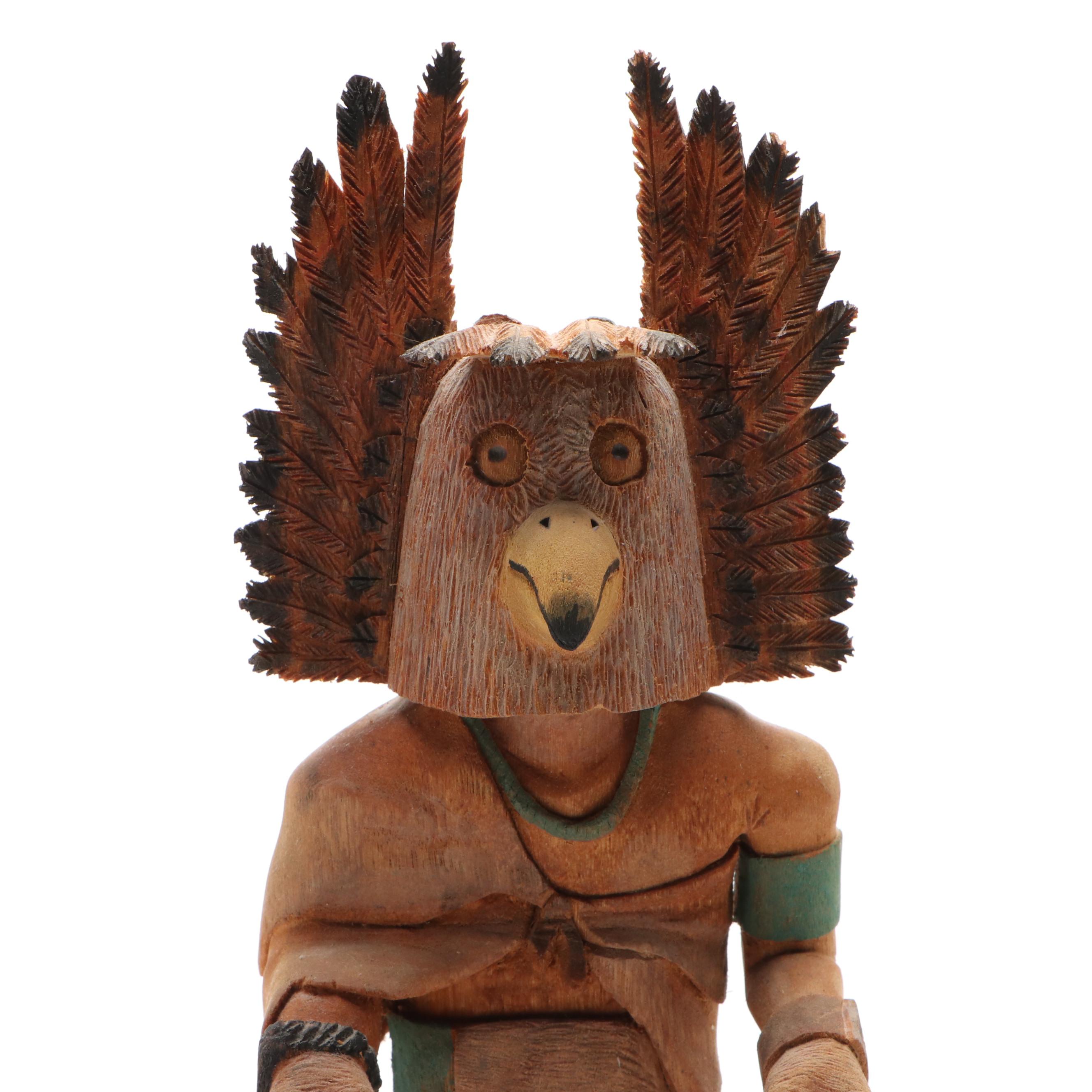 Keith Torres Hopi Carved Wood Owl Kachina Doll, 1988