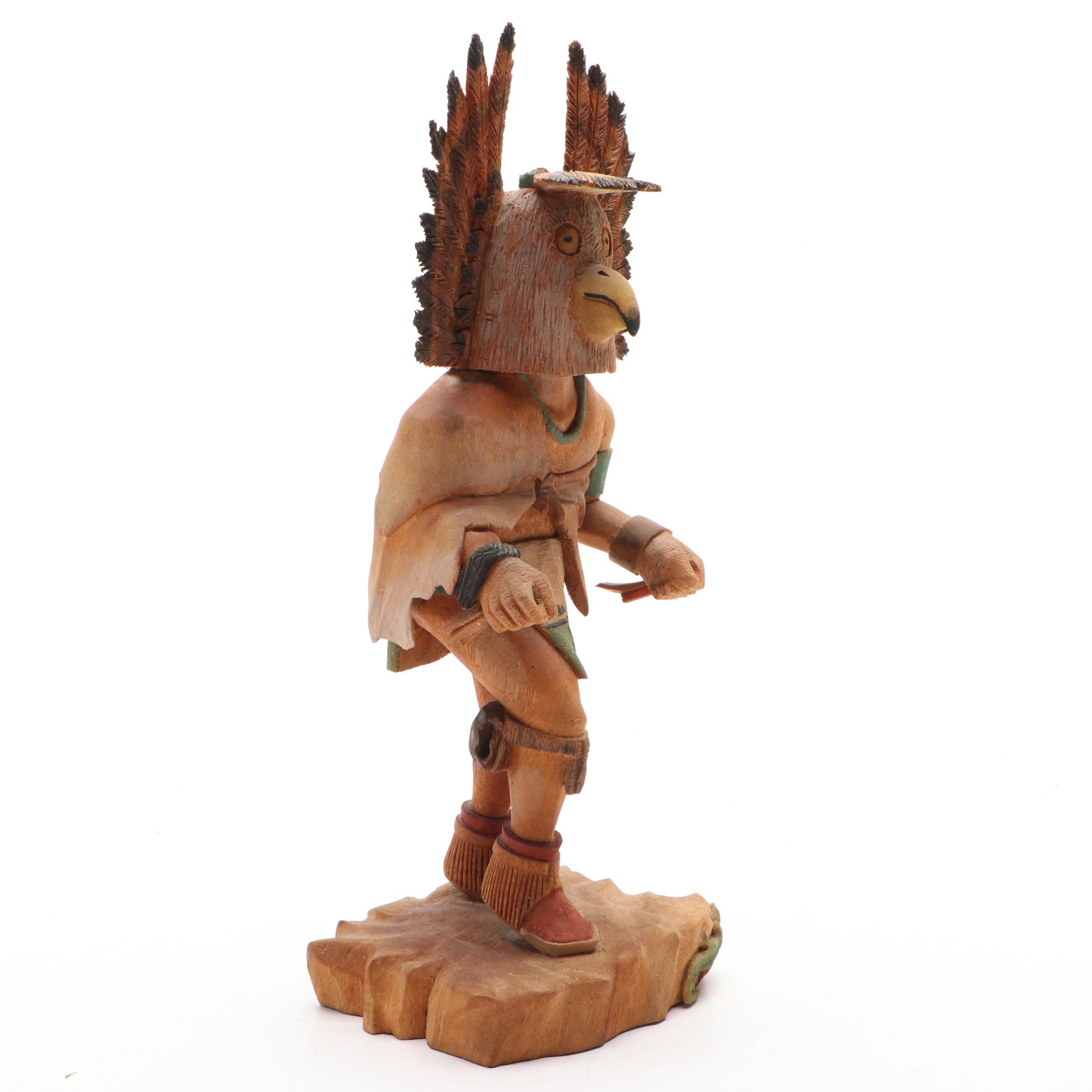 Keith Torres Hopi Carved Wood Owl Kachina Doll, 1988