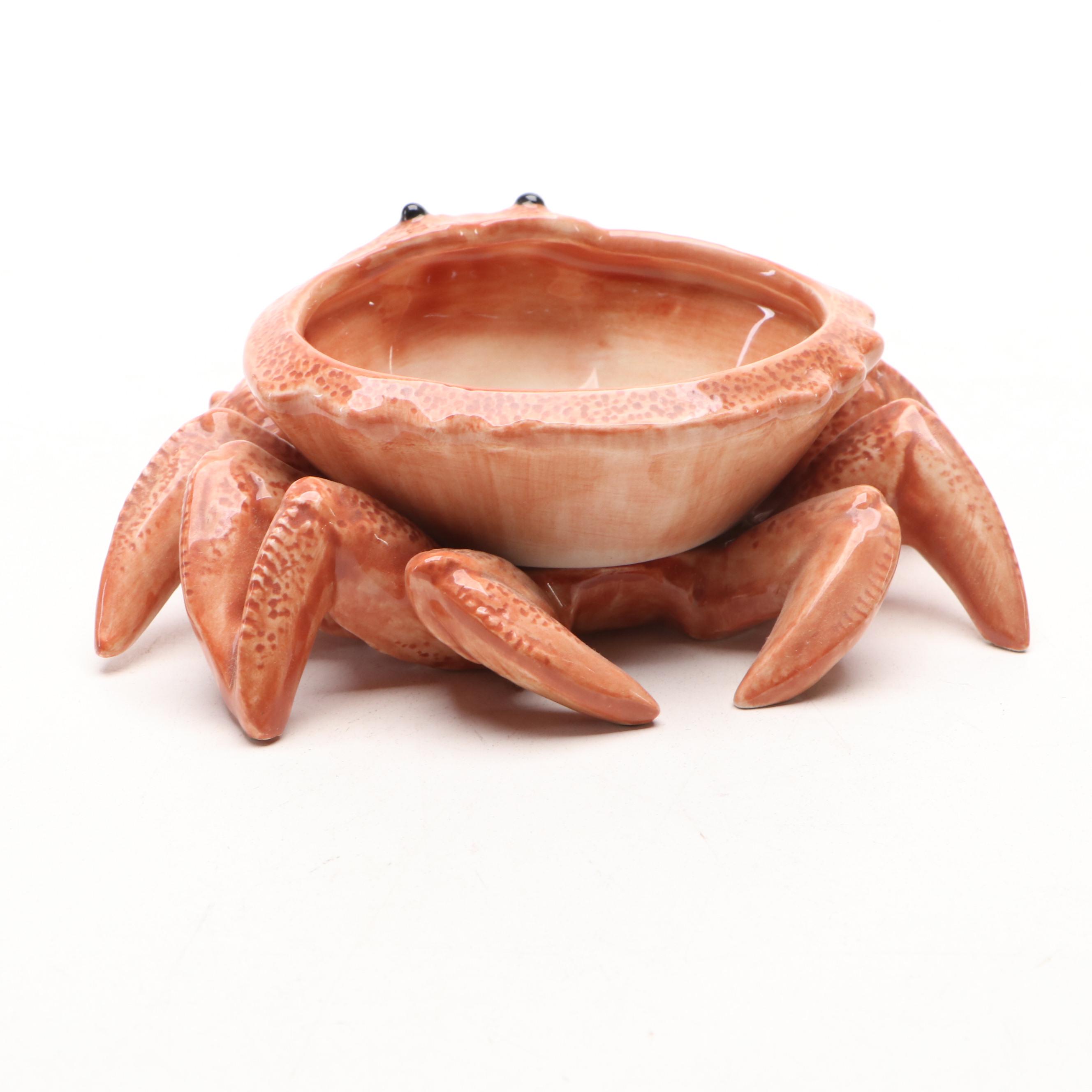 Griffen, Smith & Hill Etruscan Majolica Leaf Bowl with Crab Condiment Server