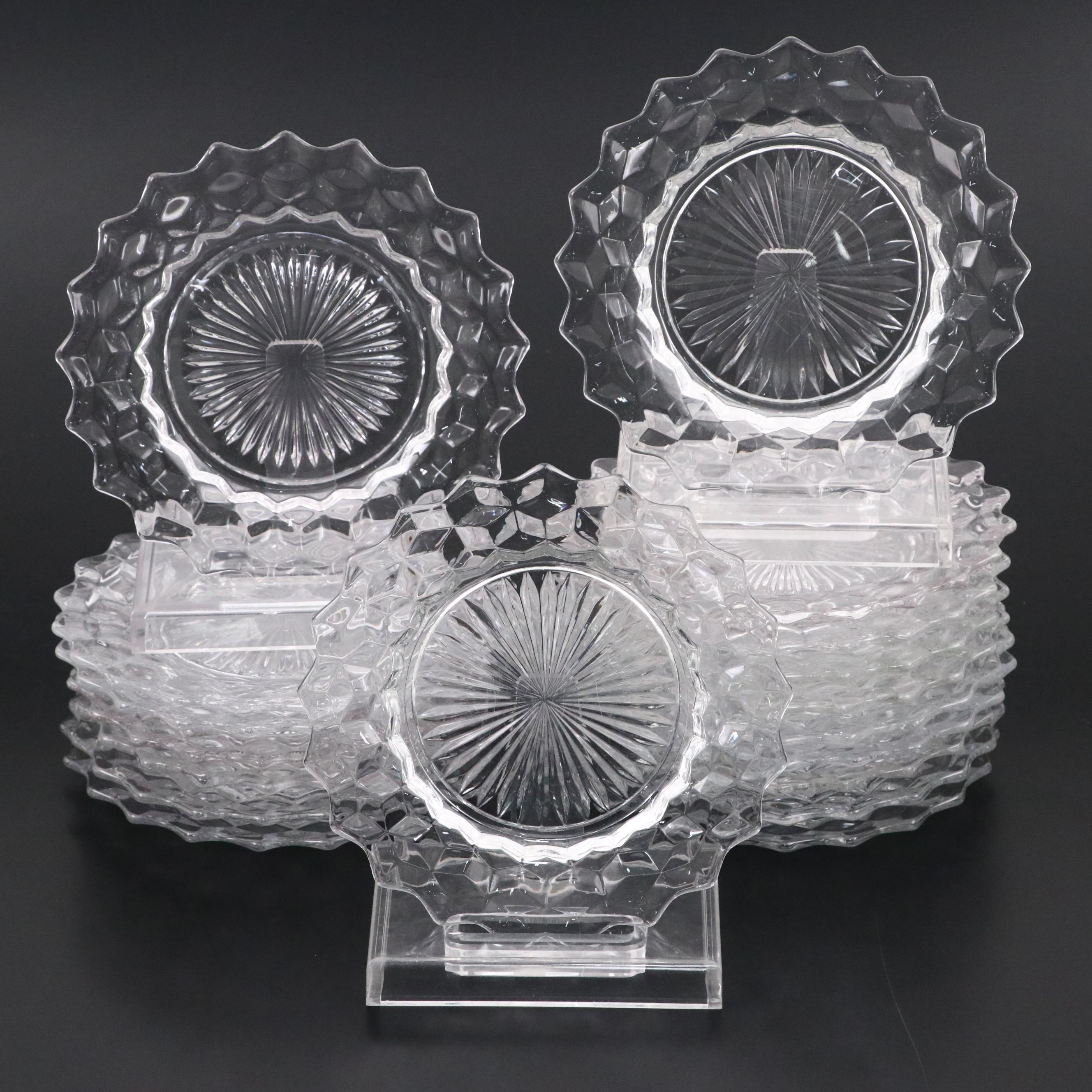 Fostoria "American Clear" Glass Salad Plates, Mid to Late 20th Century