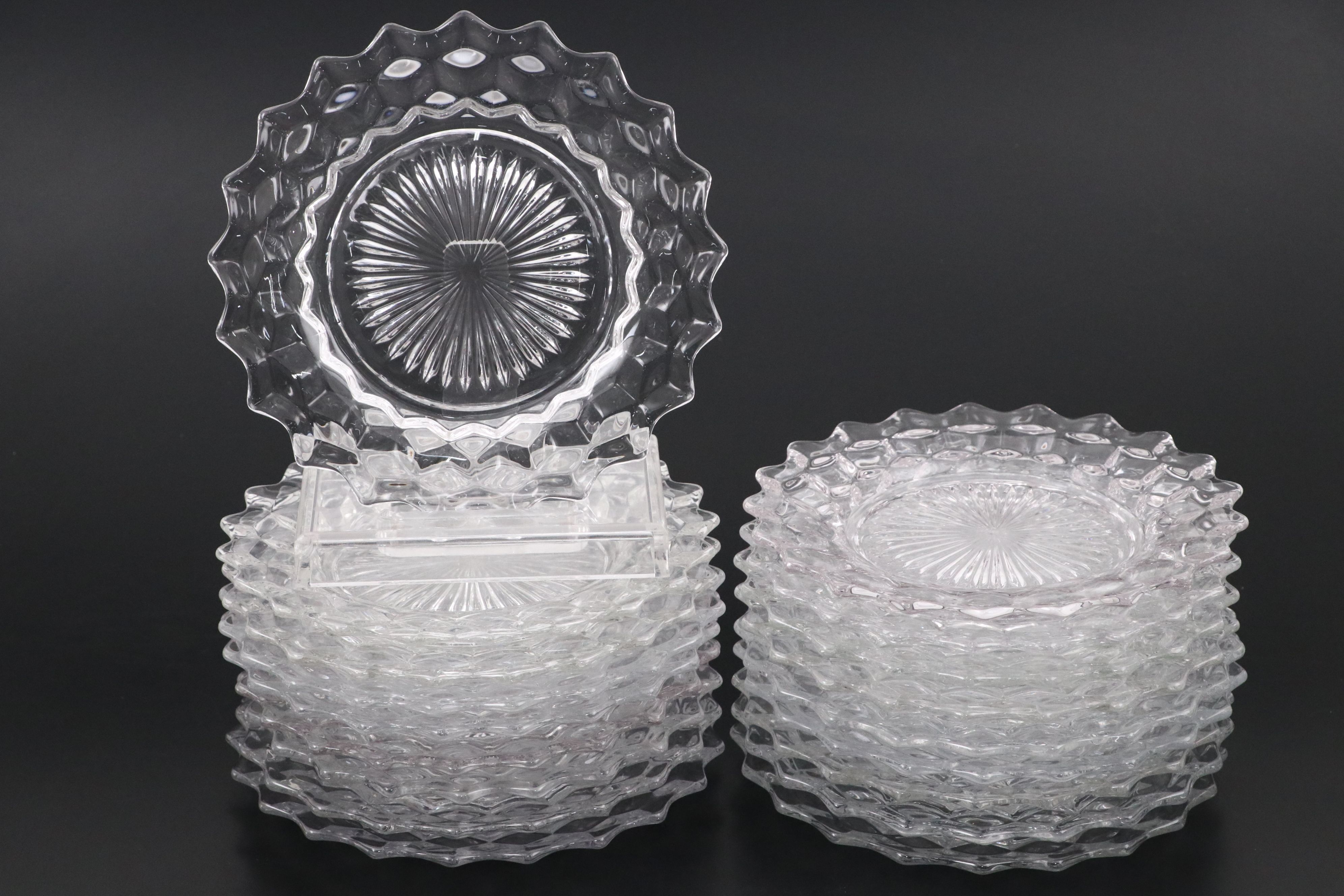 Fostoria "American Clear" Glass Salad Plates, Mid to Late 20th Century
