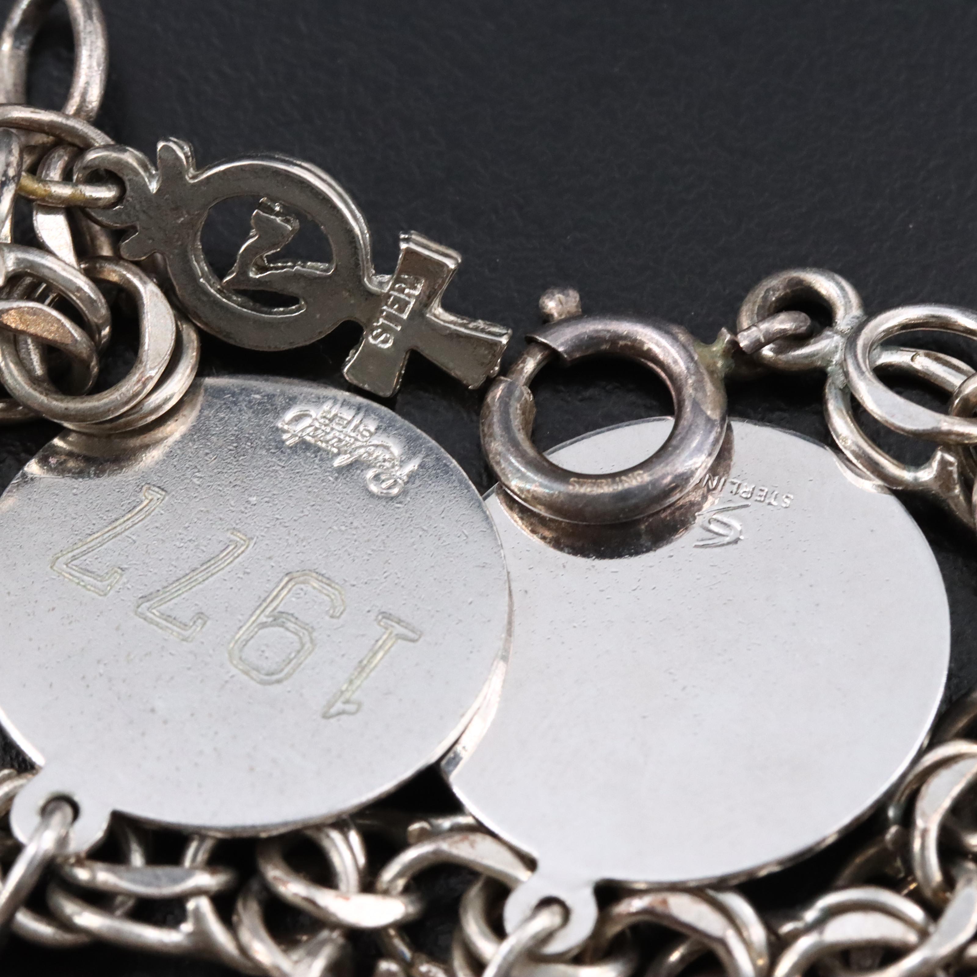 Vintage Sterling Charm Bracelet Featuring Girl Scouts and Donald Duck