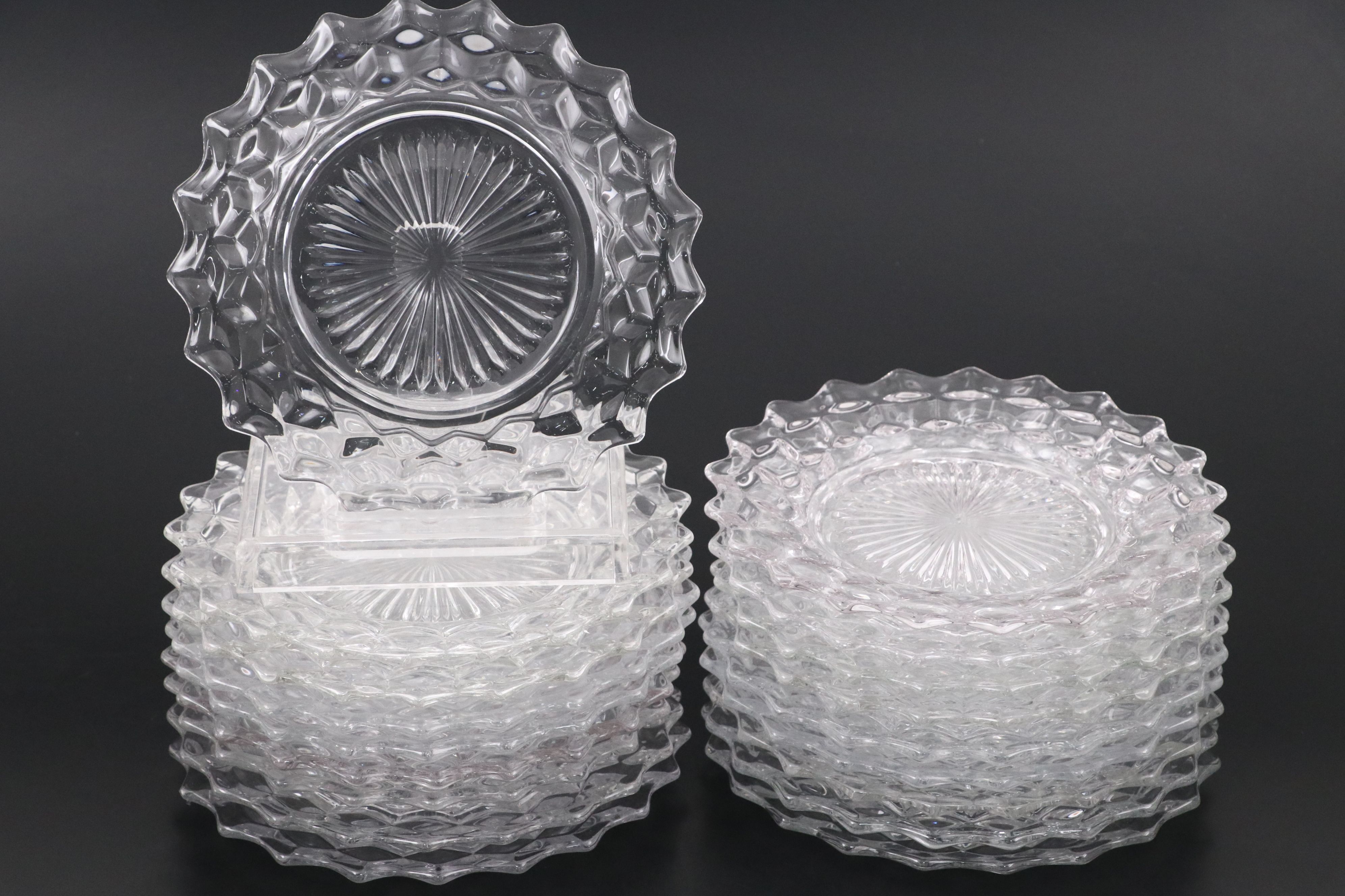 Fostoria "American Clear" Glass Salad Plates, Mid to Late 20th Century