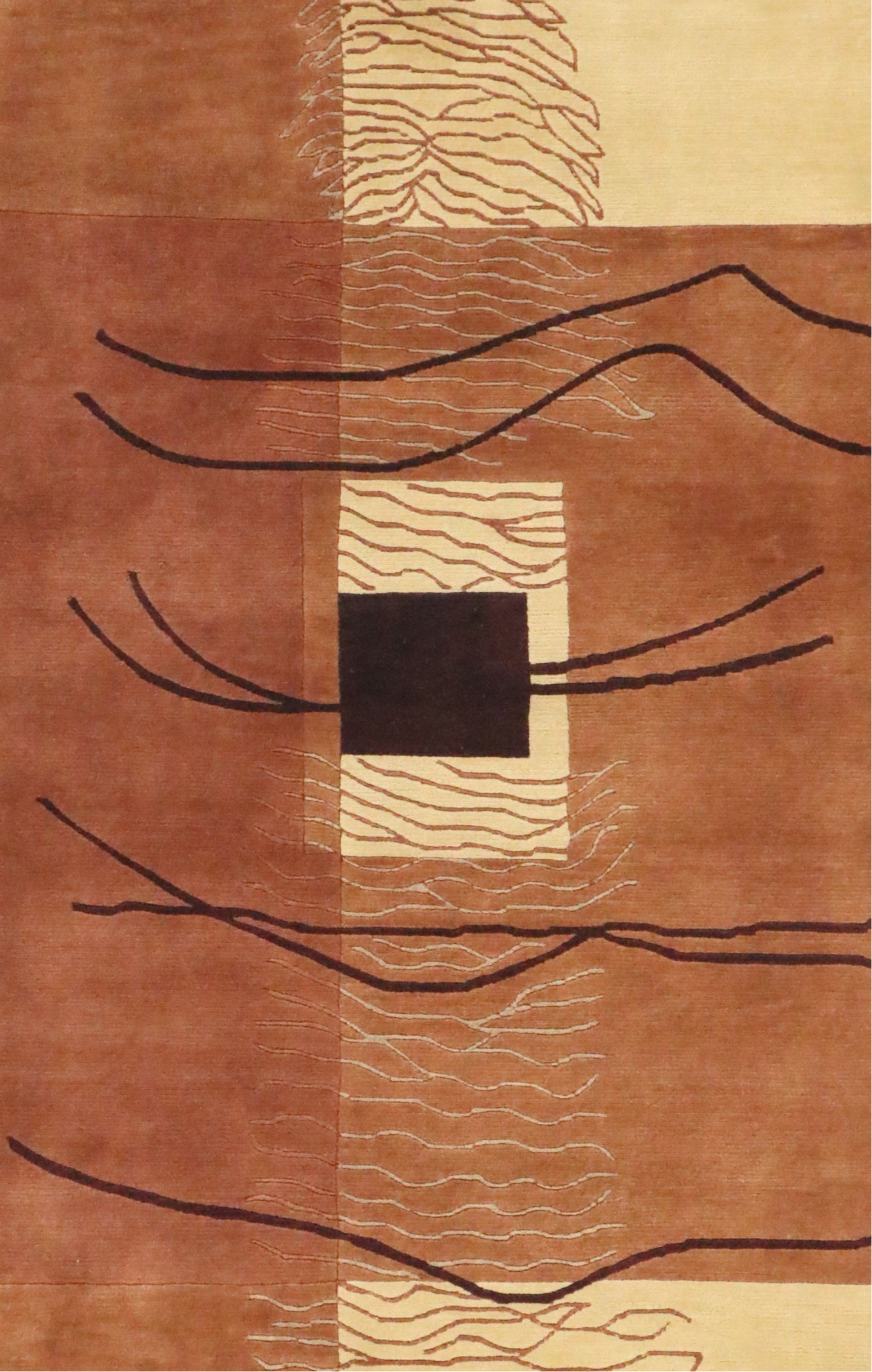 3'7 x 5'6 Hand-Knotted Nepalese Contemporary Area Rug