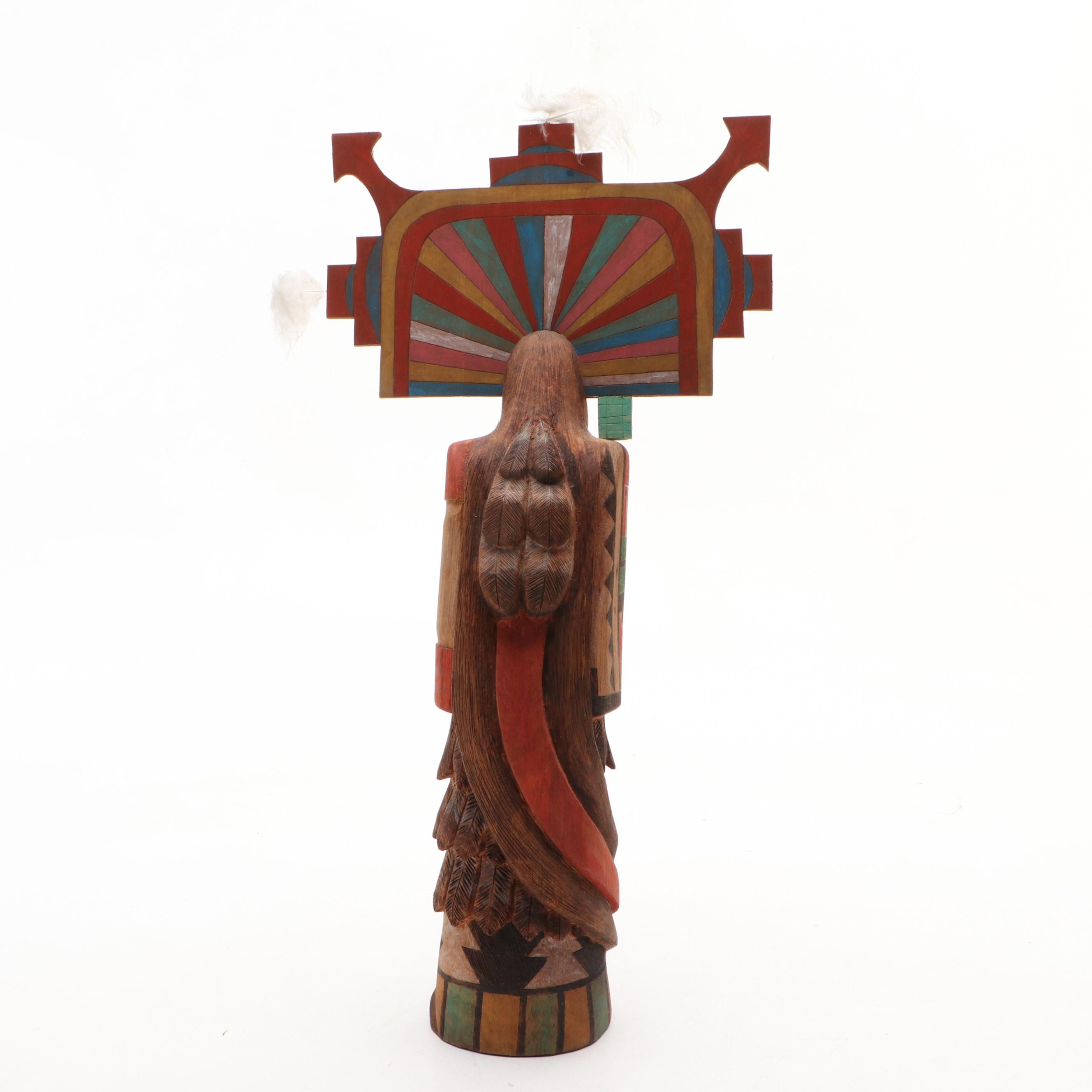 Arles Aragon Hopi "Angak'china" Long-Haired Maiden Carved Painted Wood Katsina