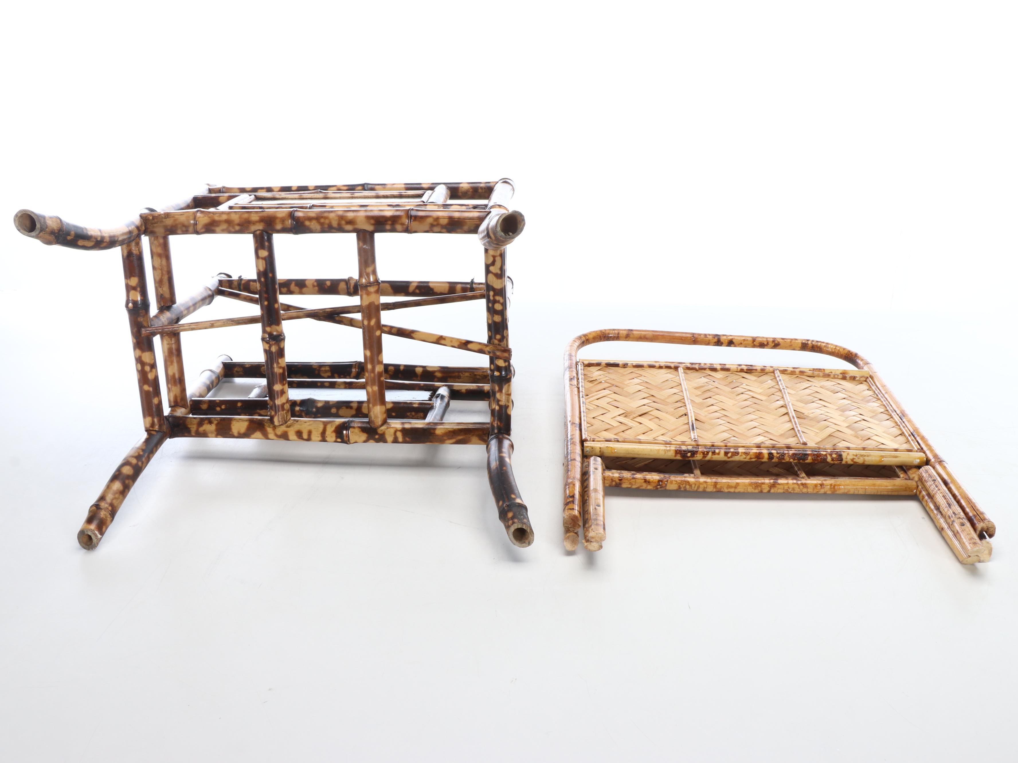 Lacquered Bamboo and Wicker Magazine Racks