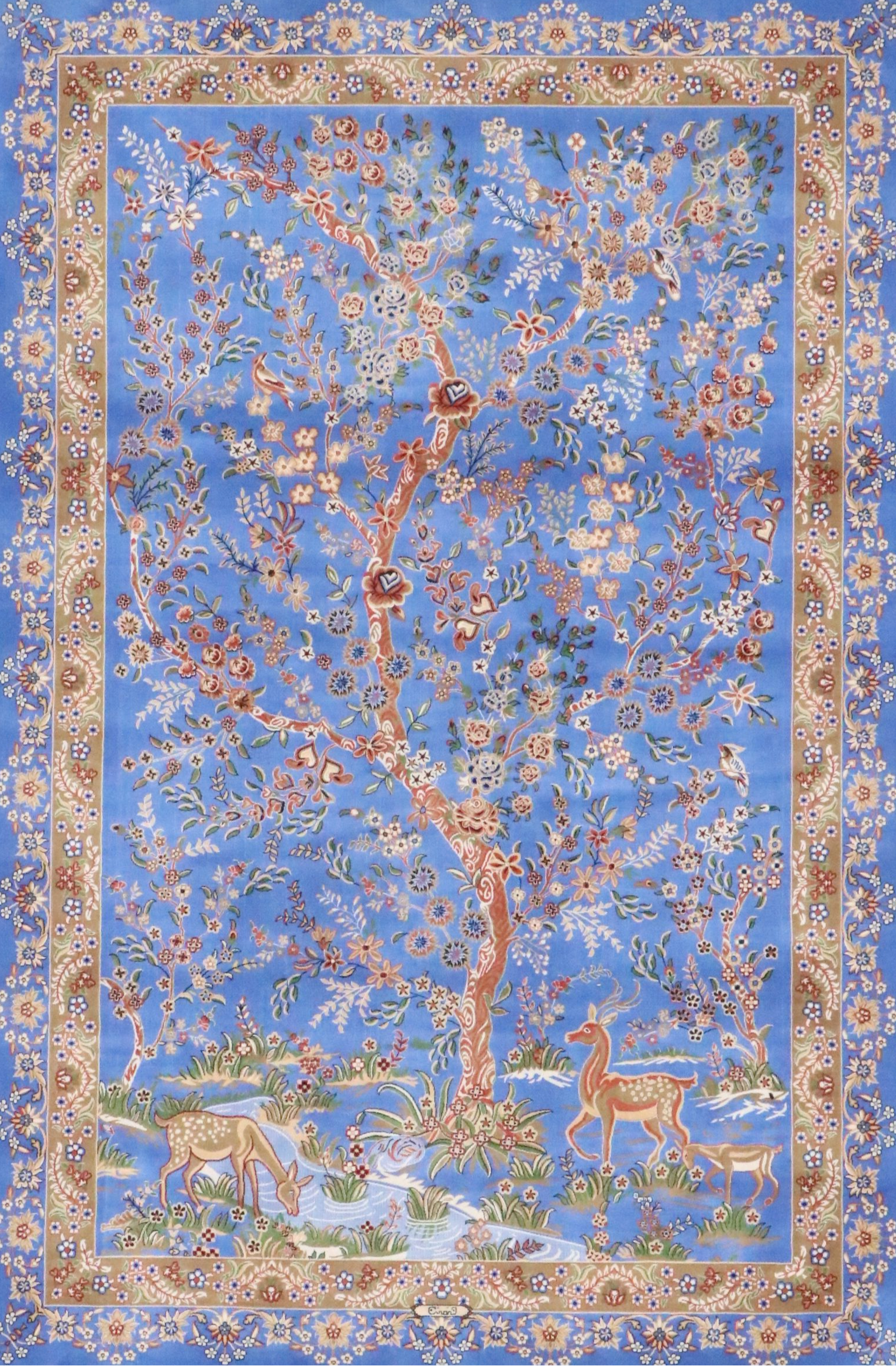 4' x 5'11 Machine Made Persian Style Pictorial Silk Area Rug