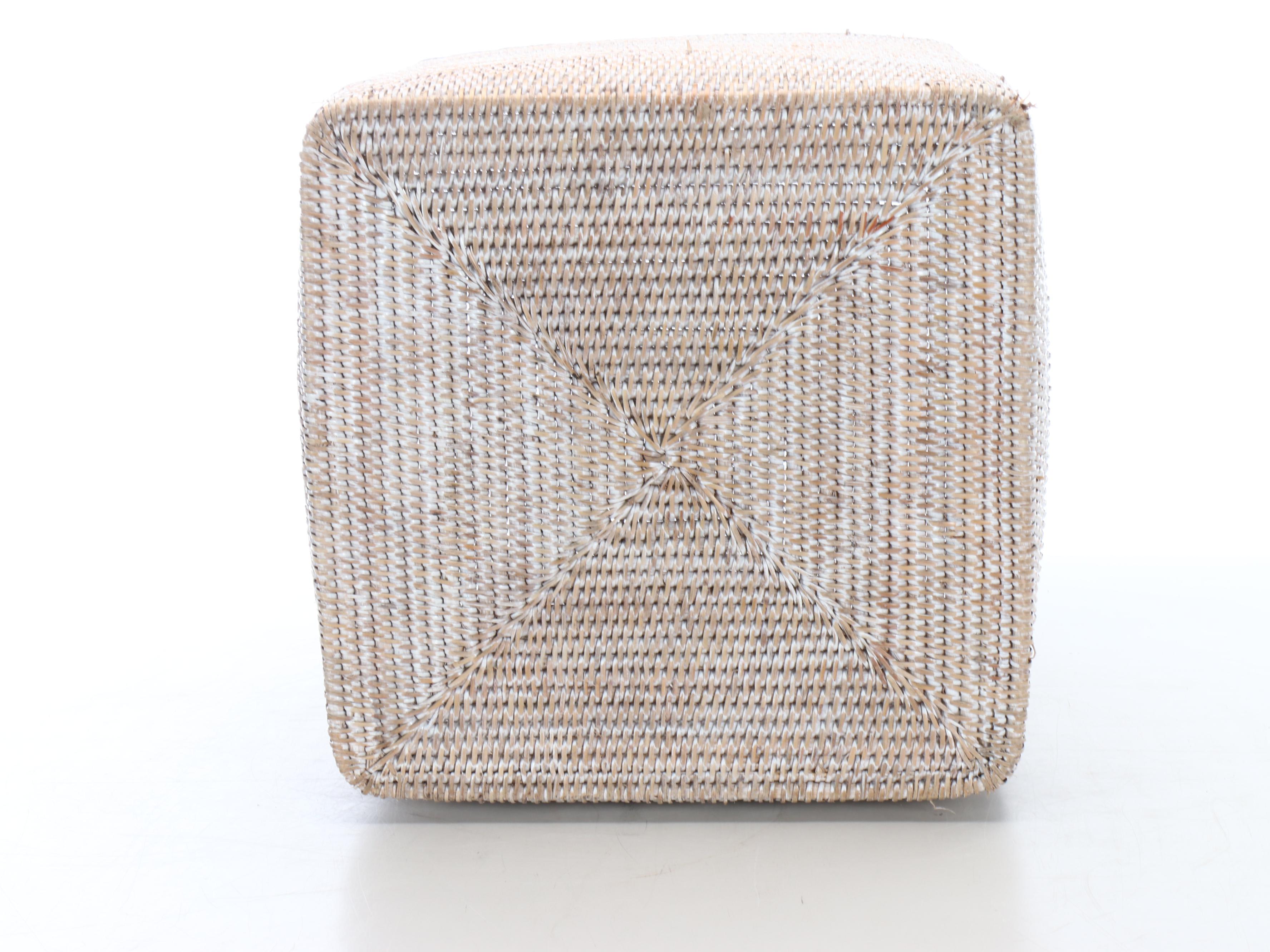 White Washed Split Reed Storage Basket