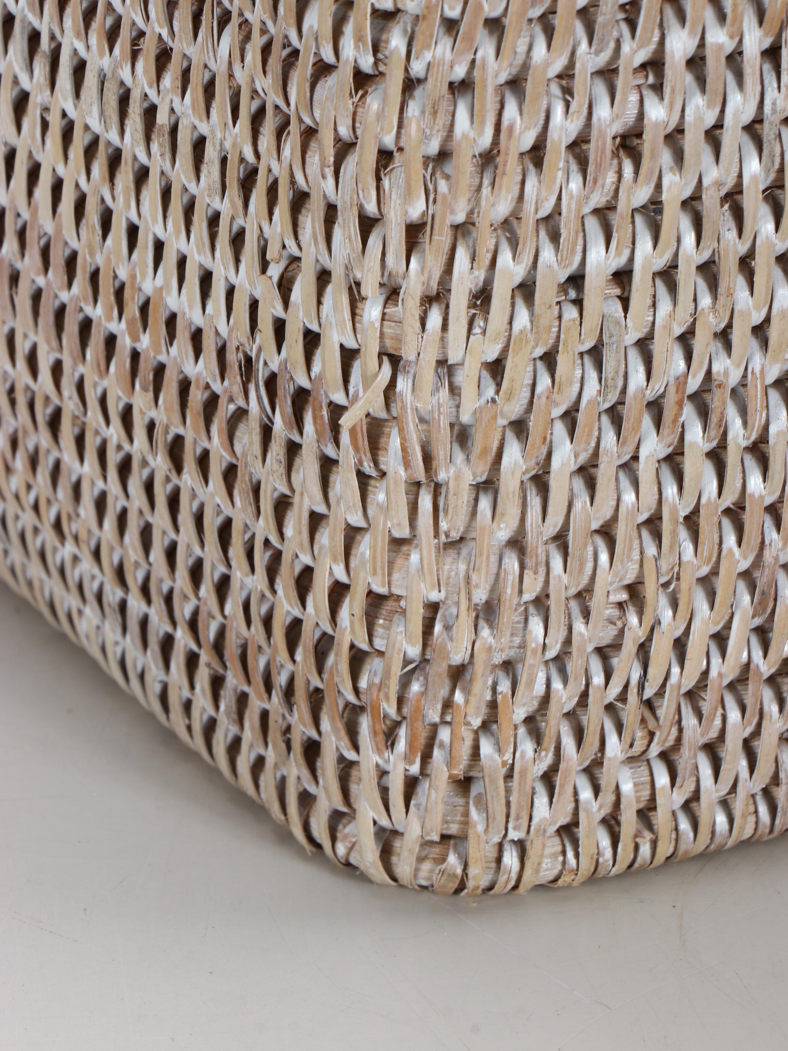 White Washed Split Reed Storage Basket