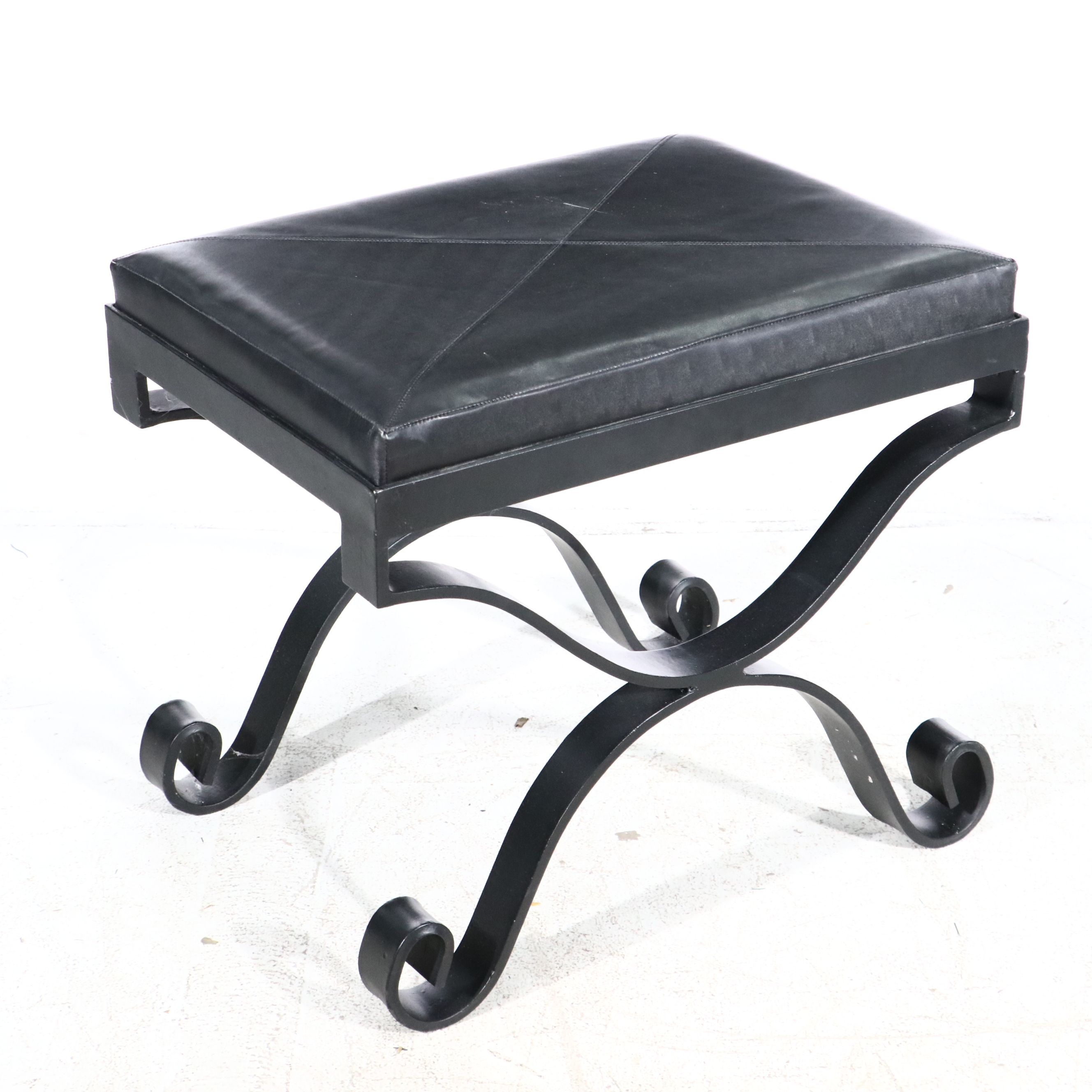 Spanish Baroque Style Leather Ottoman