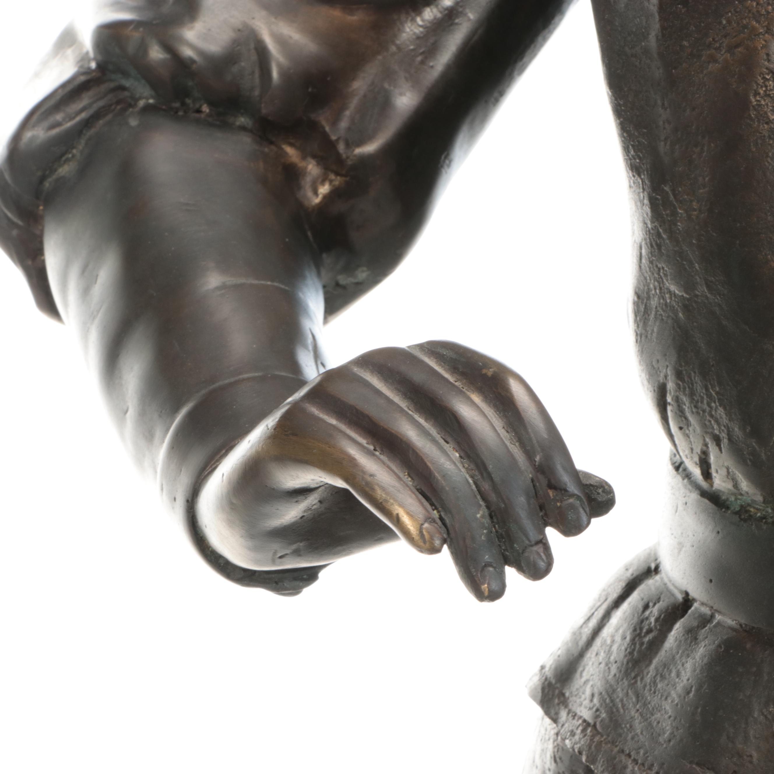 Mathurin Moreau Style Bronze Girl with Spear Sculpture