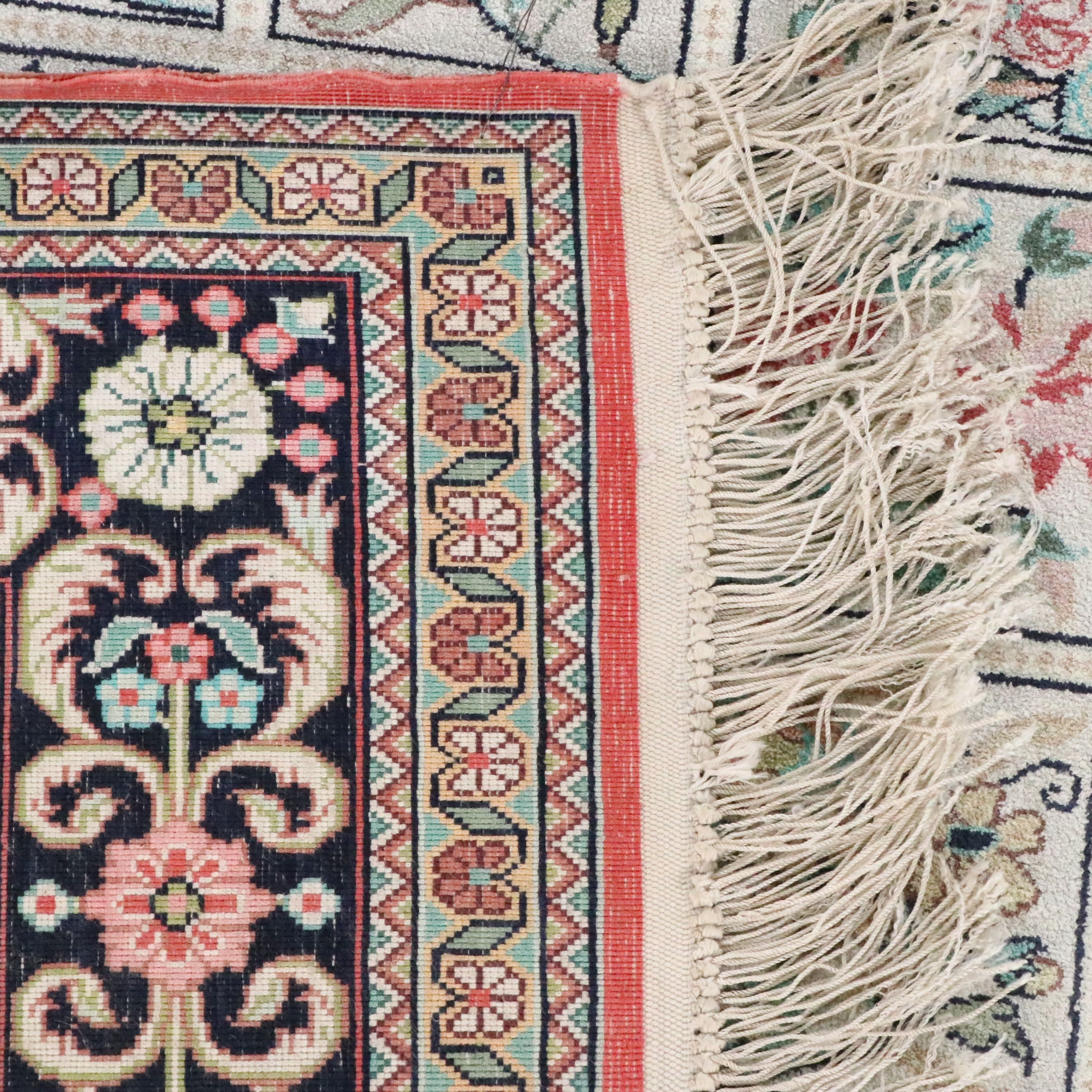 3'11 x 6'6 Hand-Knotted Persian Qom Silk Area Rug