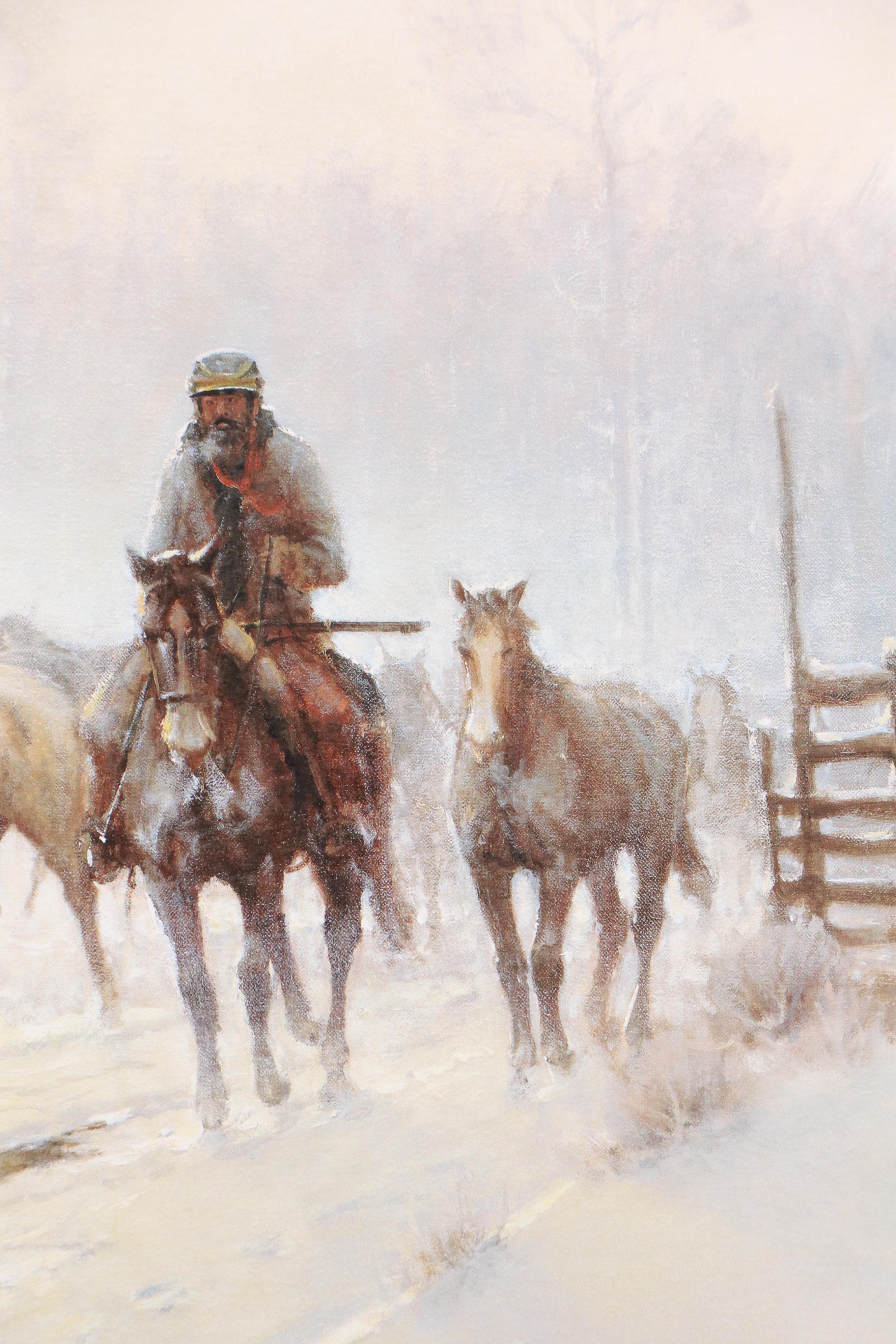 G. Harvey Civil War Offset Lithograph "Horses for the Confederacy," 1992