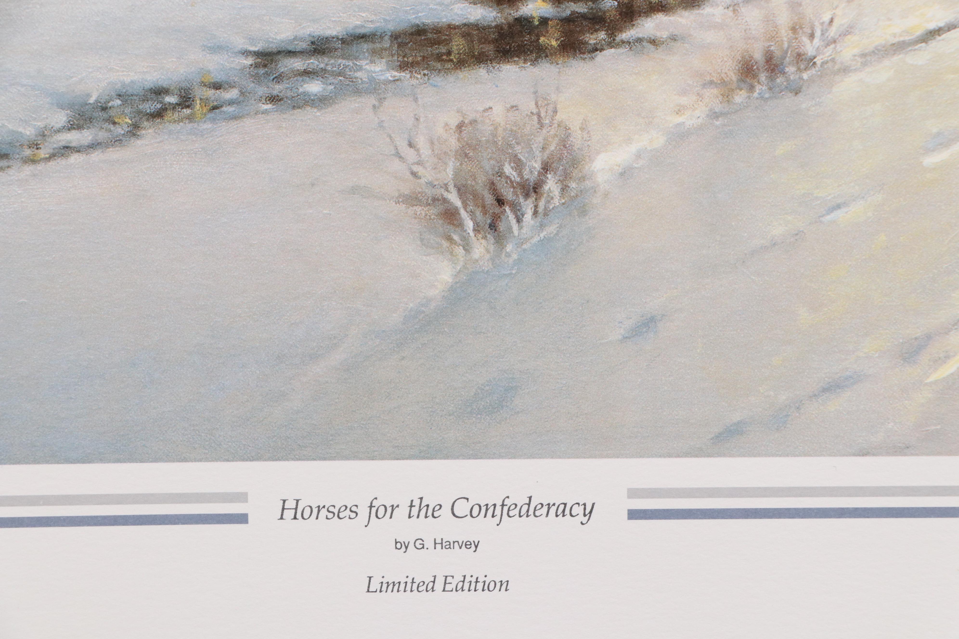 G. Harvey Civil War Offset Lithograph "Horses for the Confederacy," 1992