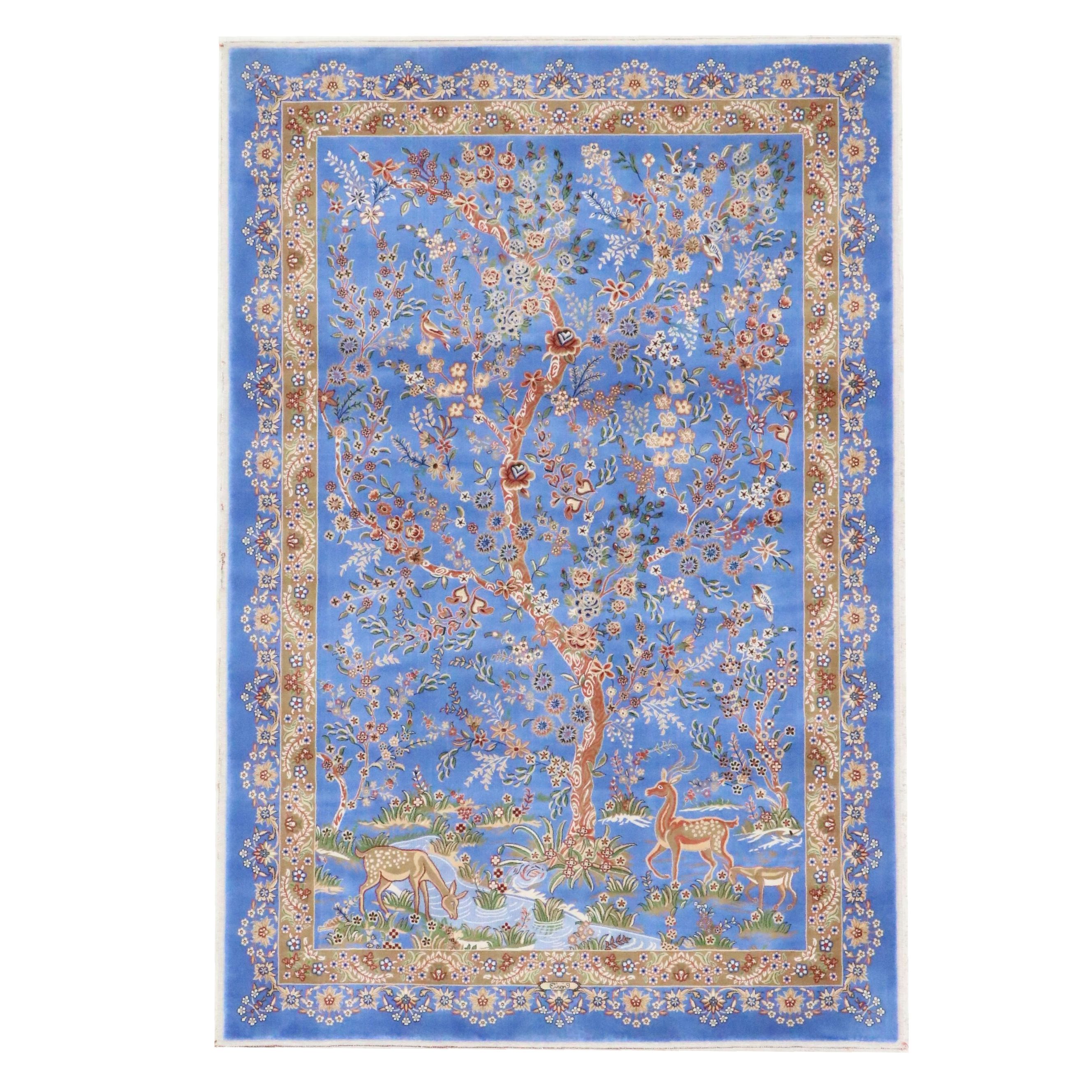 4' x 5'11 Machine Made Persian Style Pictorial Silk Area Rug