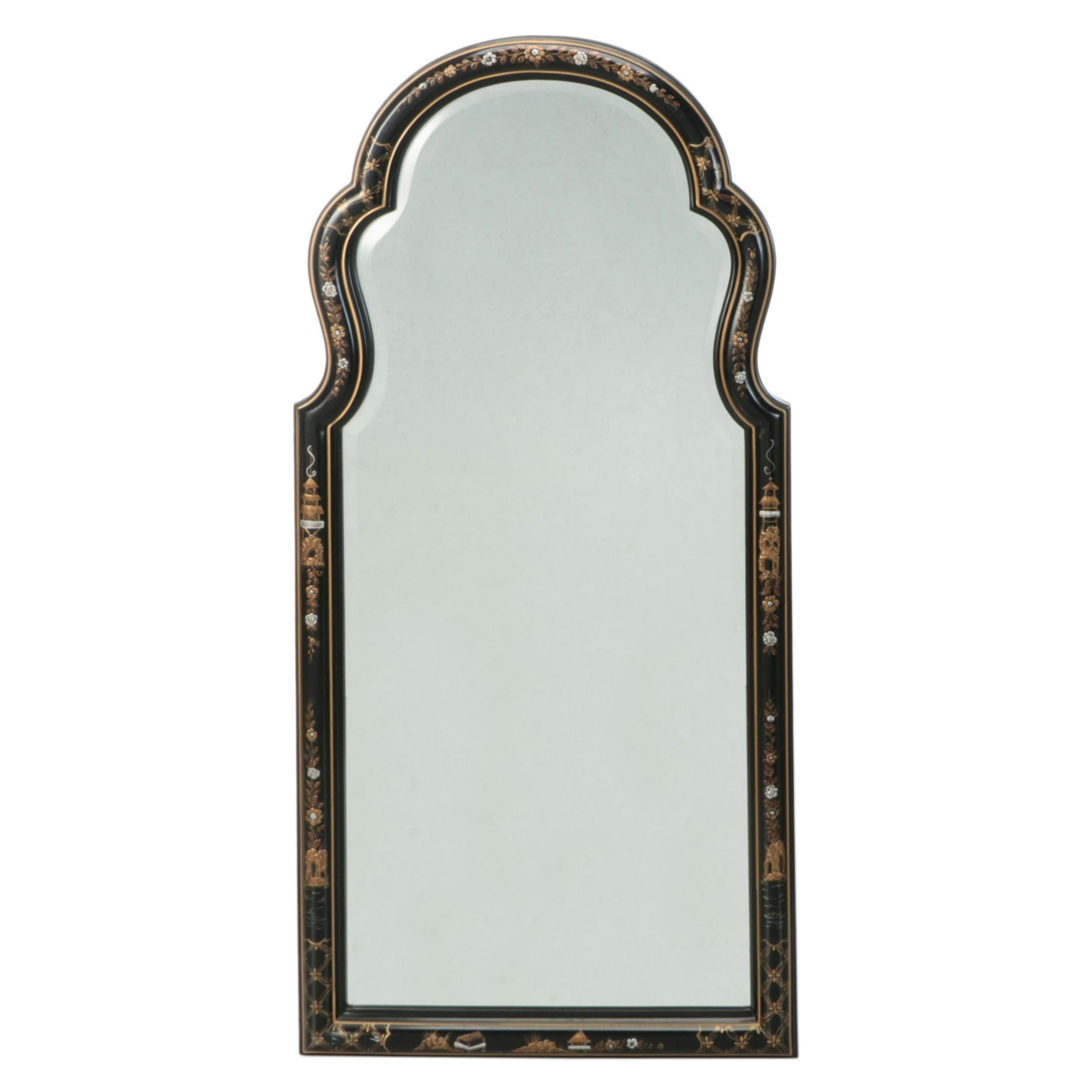 Henredon Chinoiserie Style Painted Wood Wall Mirror