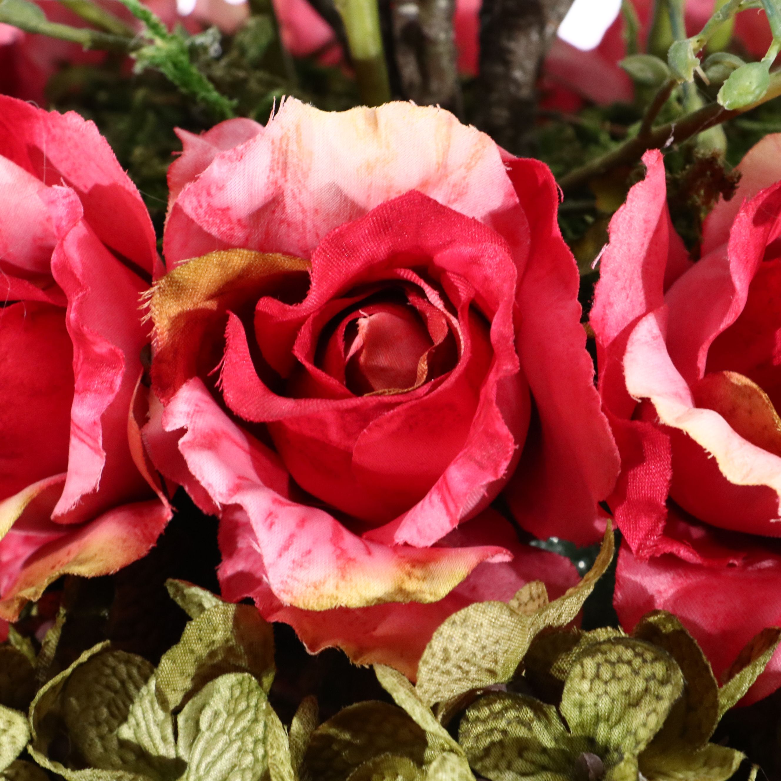 Artificial Roses and Other Plants with Rococo Style Vases