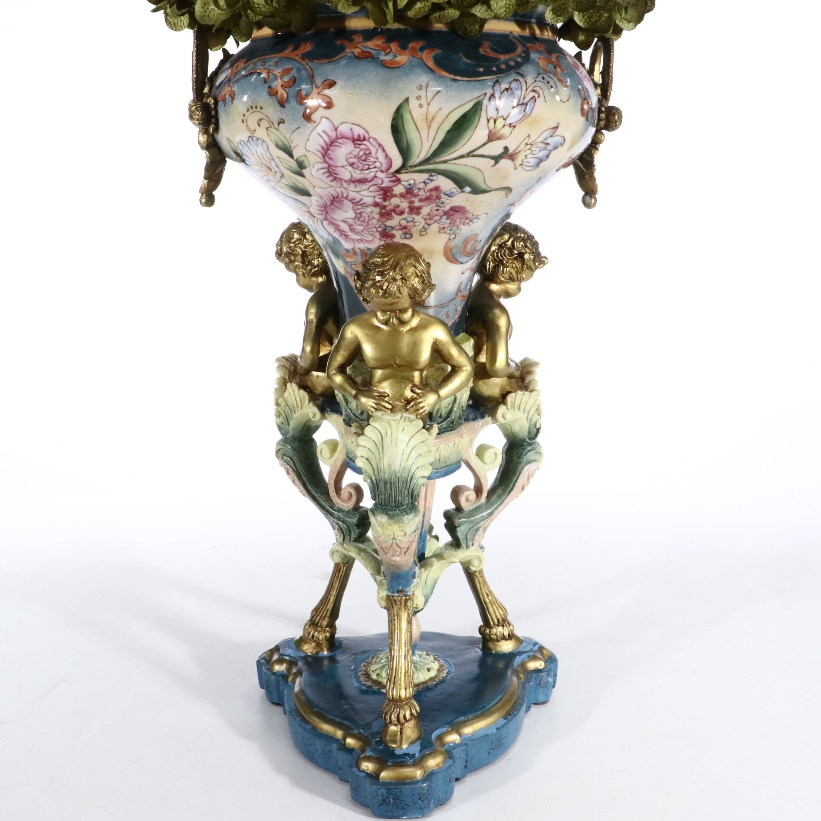 Artificial Roses and Other Plants with Rococo Style Vases
