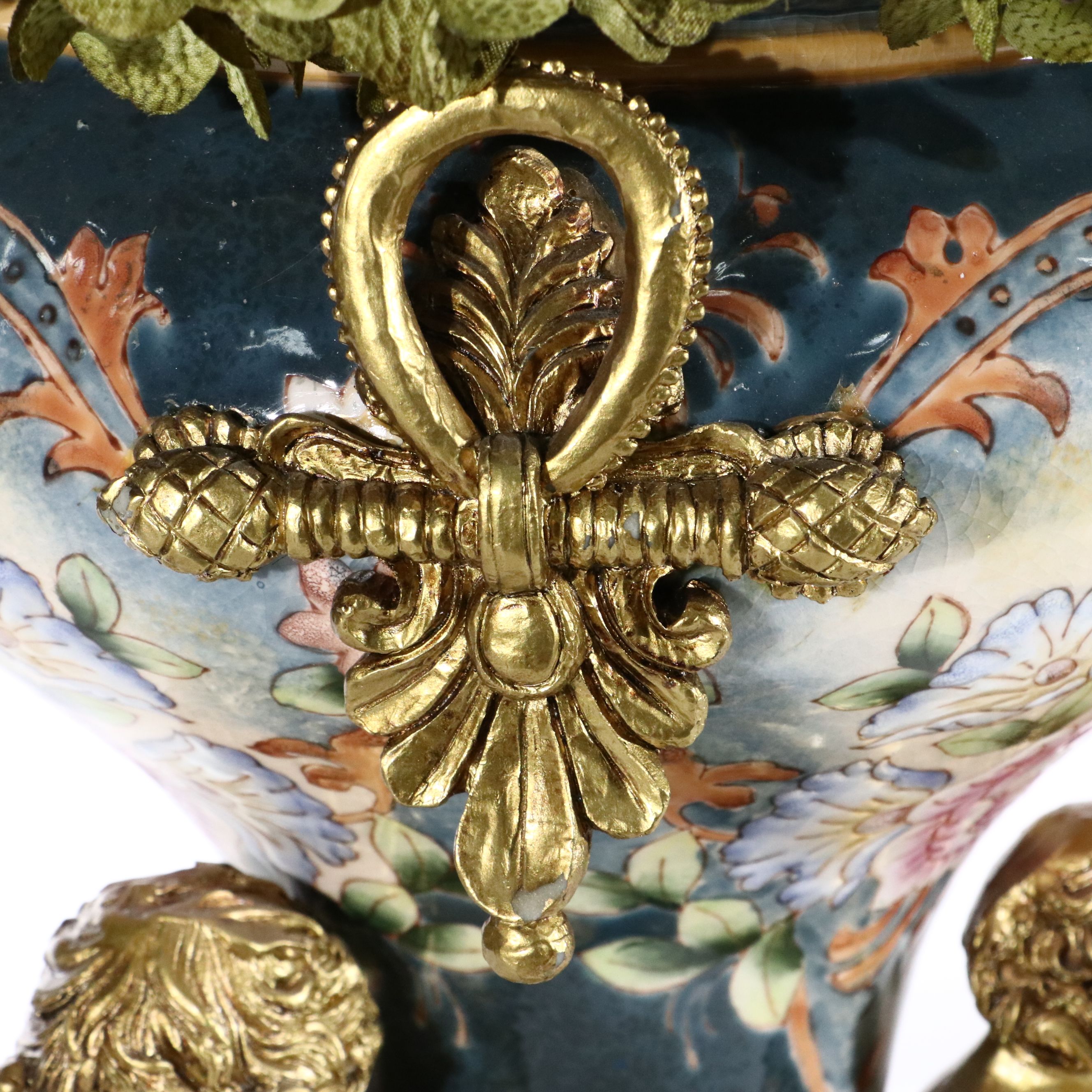 Artificial Roses and Other Plants with Rococo Style Vases