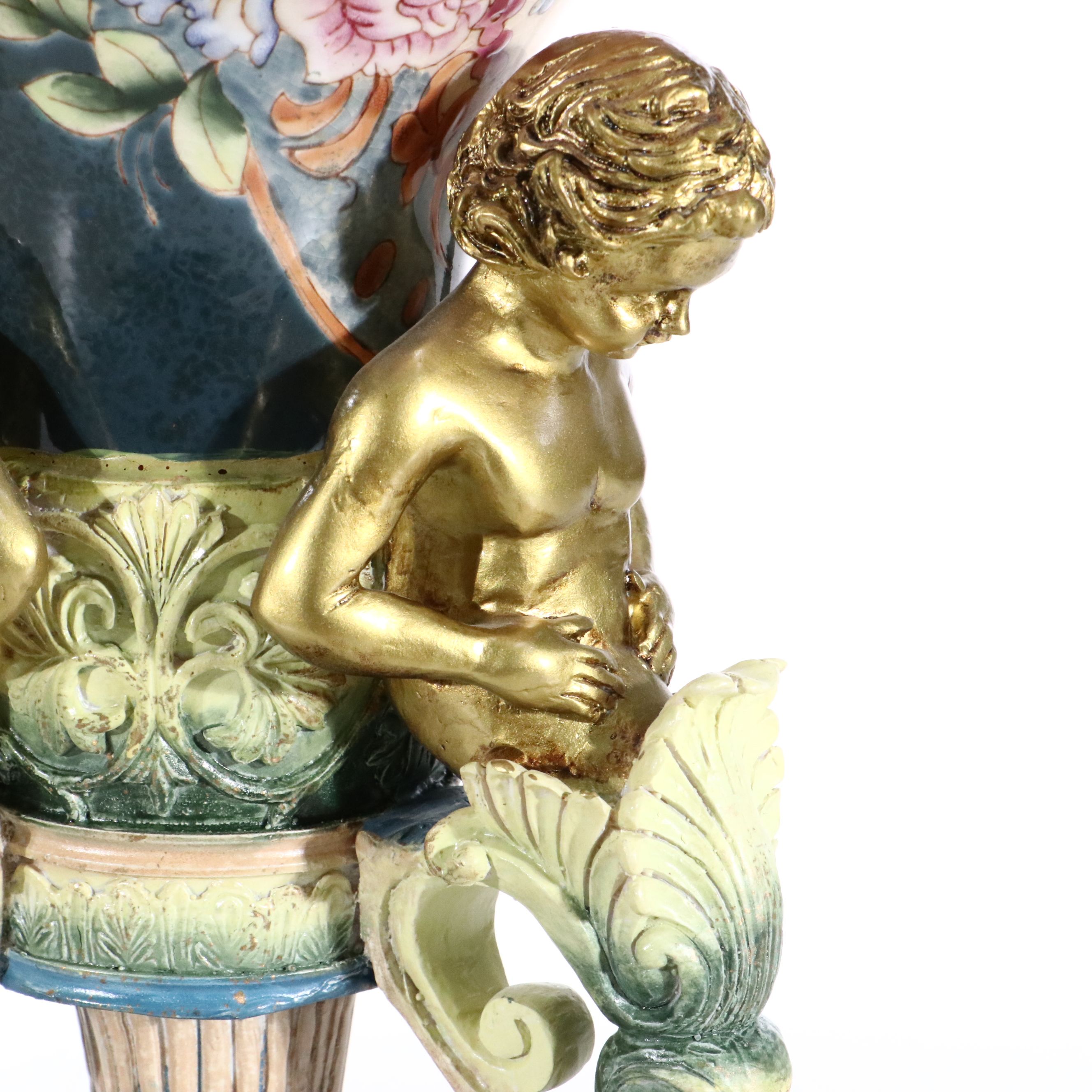 Artificial Roses and Other Plants with Rococo Style Vases