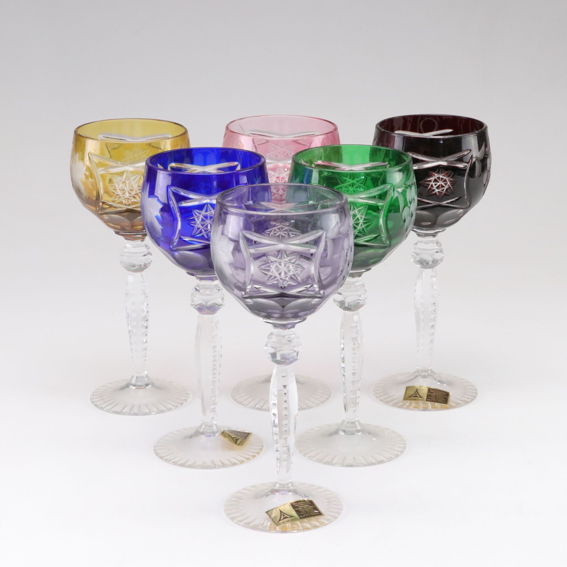 Six Anna Hutte German Lead Crystal Wine Hocks