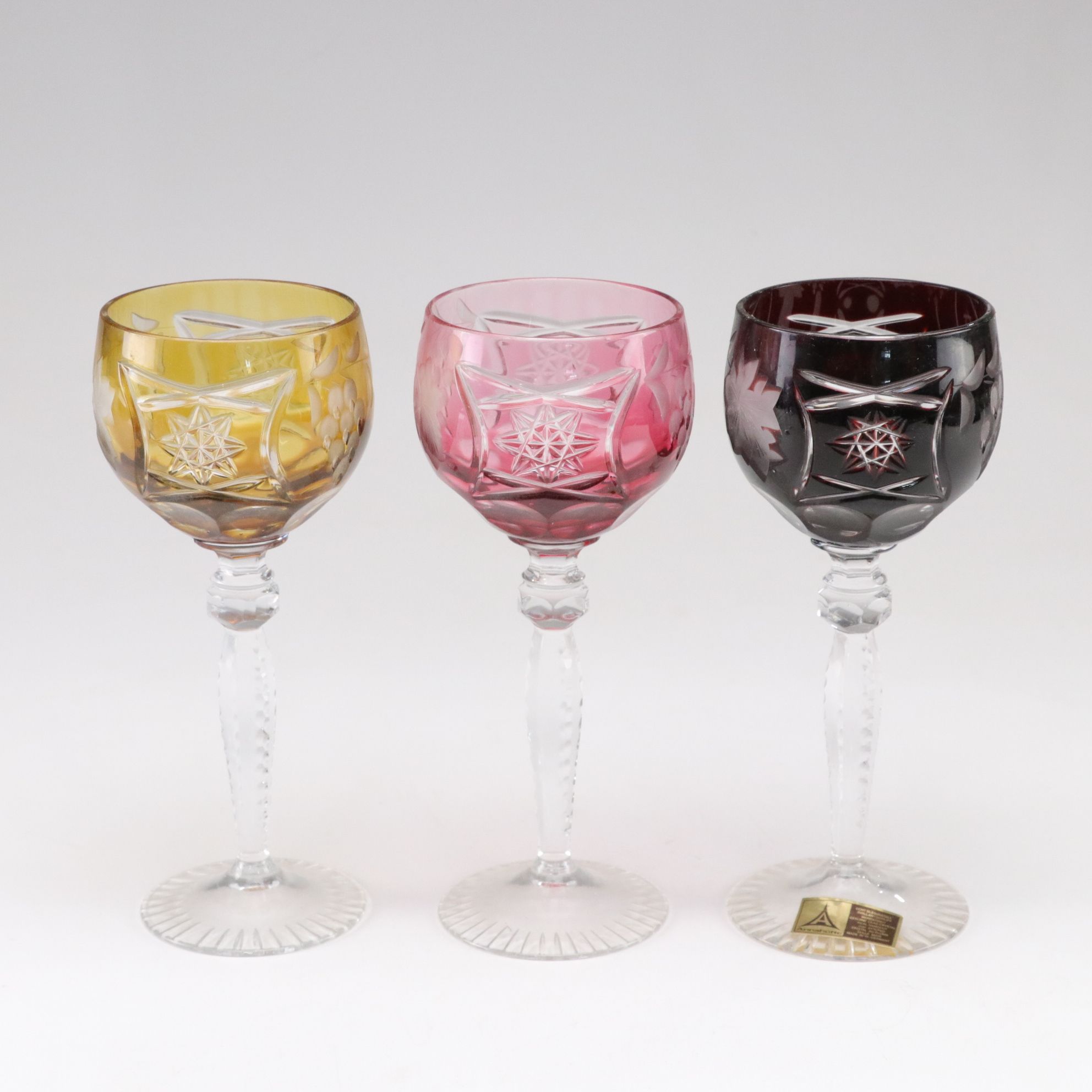 Six Anna Hutte German Lead Crystal Wine Hocks