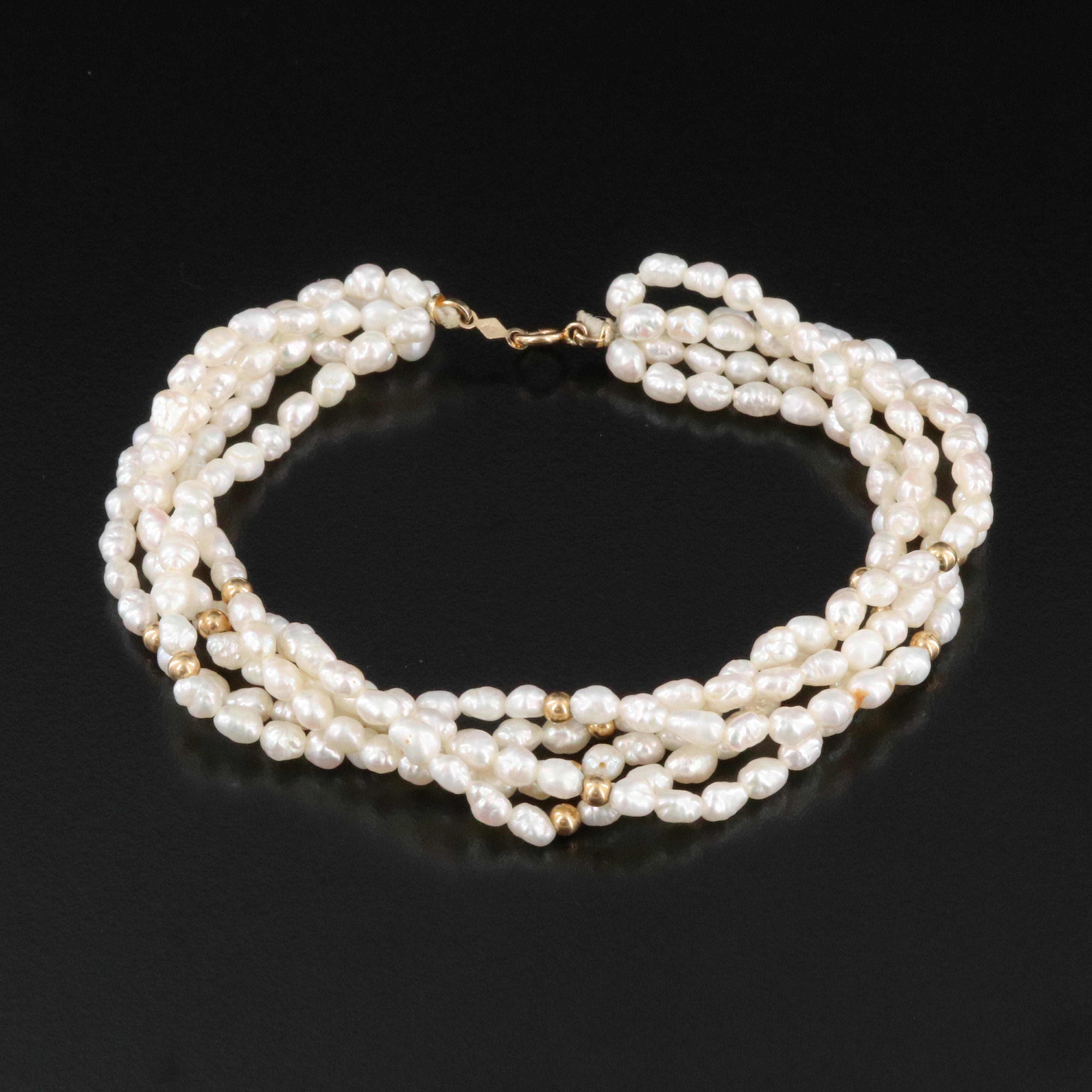 14K Pearl Torsade Bracelet