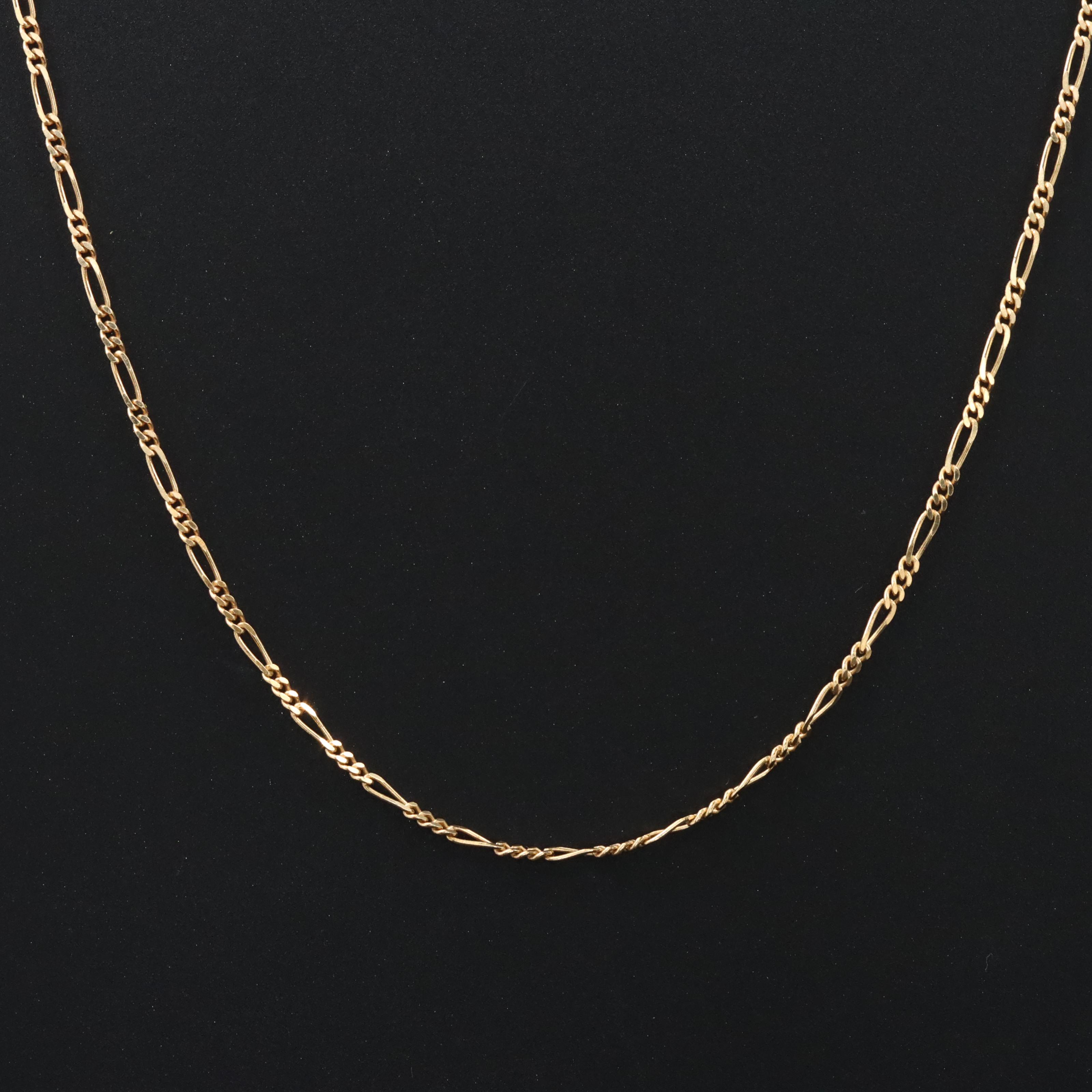 Italian Uno-A-Erre 10K Figaro Chain Necklace