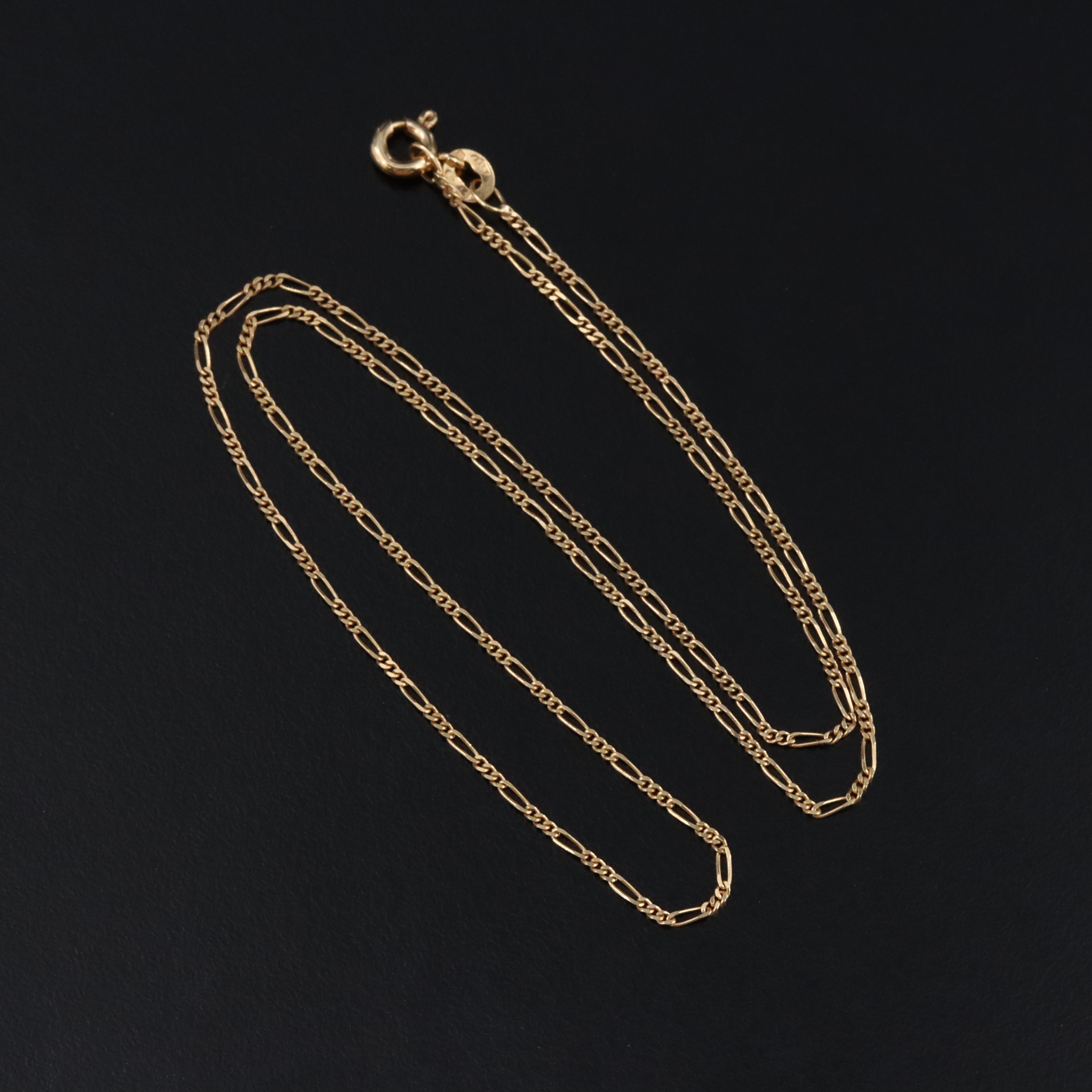 Italian Uno-A-Erre 10K Figaro Chain Necklace