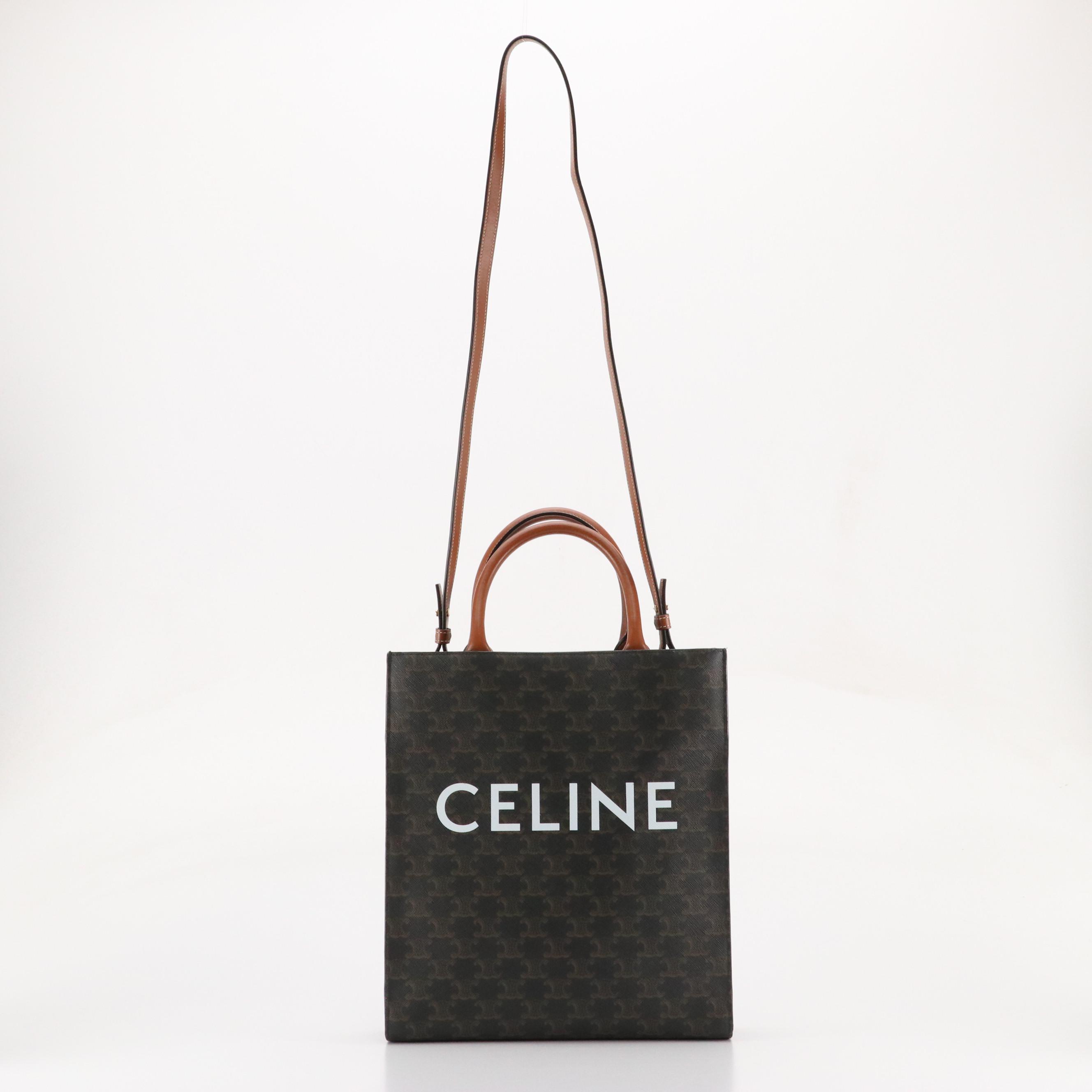 Celine Vertical Two-Way Tote in Jumbo Triomphe Canvas and Leather