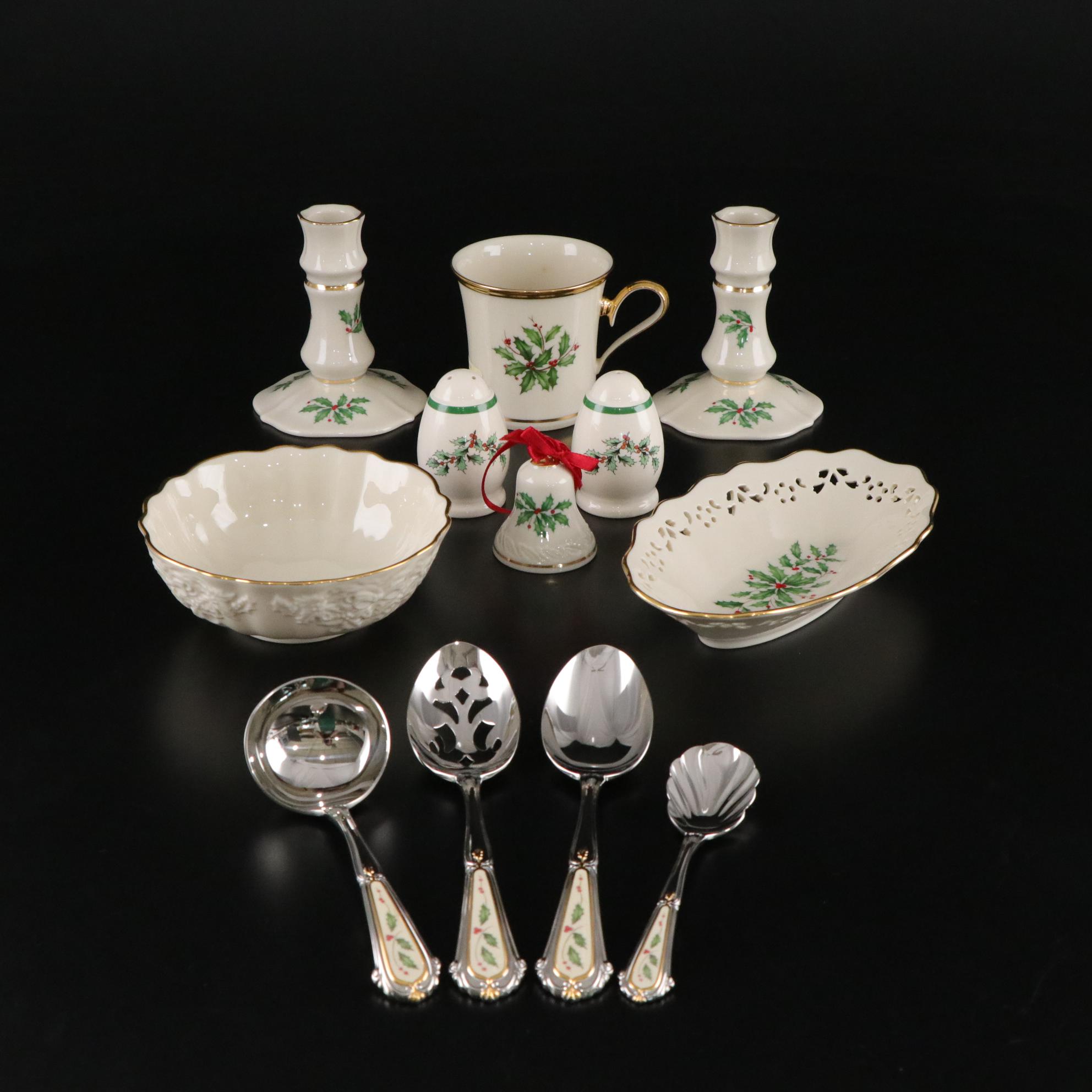 Lenox "Holiday" Candle Holders, Flatware & Other Dishware