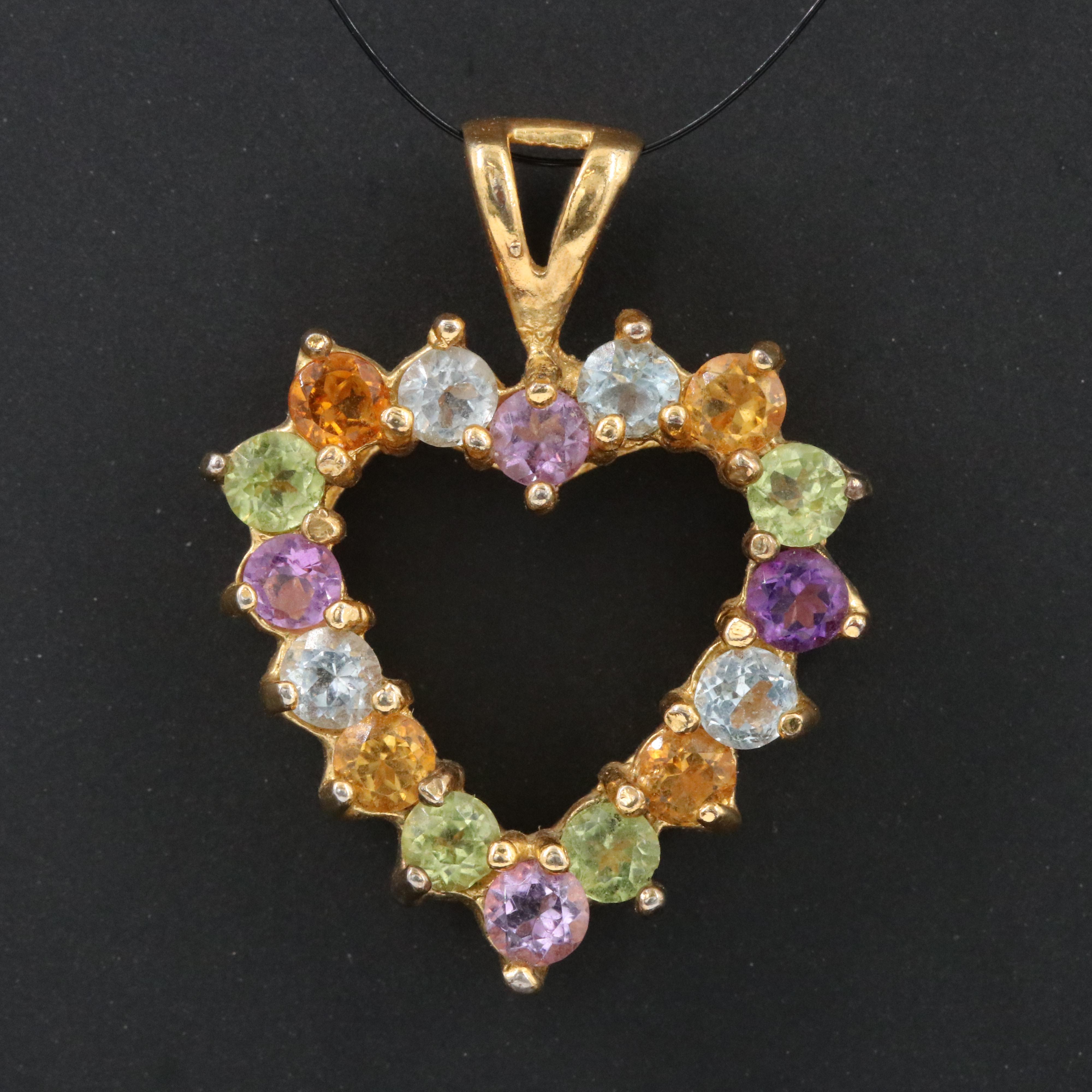 Sterling Gemstone Heart Pendant