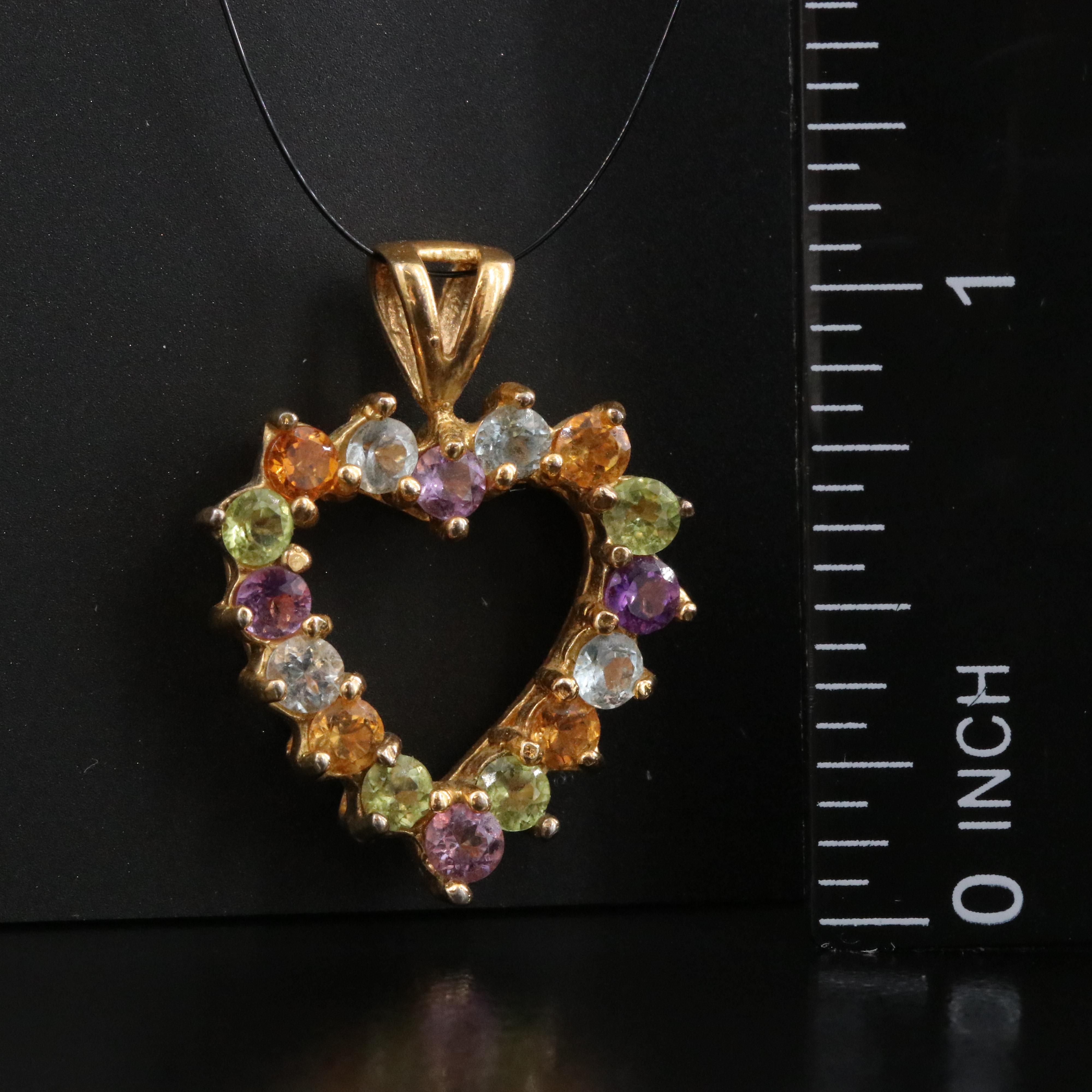 Sterling Gemstone Heart Pendant