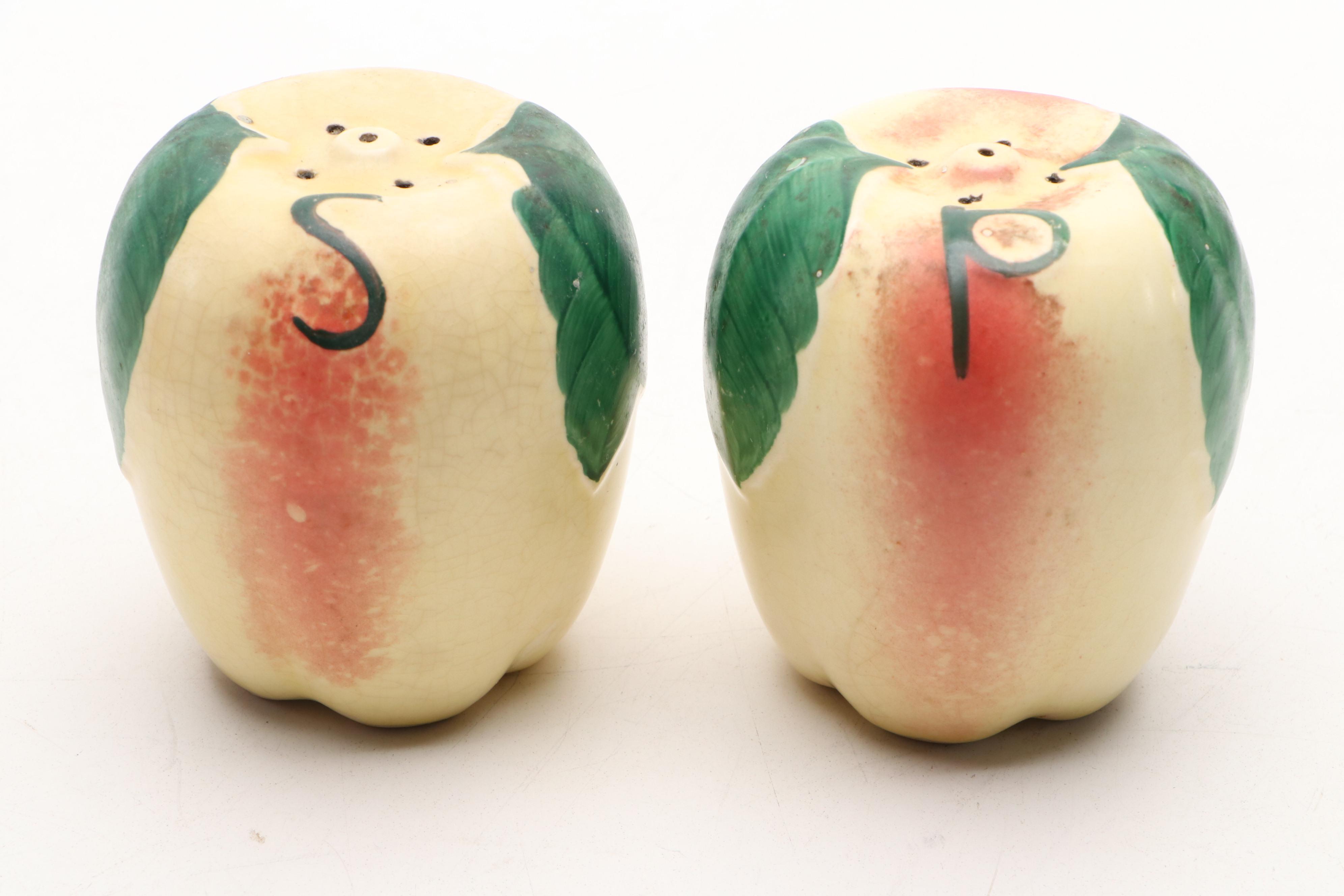 Vintage Apple Form Ceramic Shakers and Canister