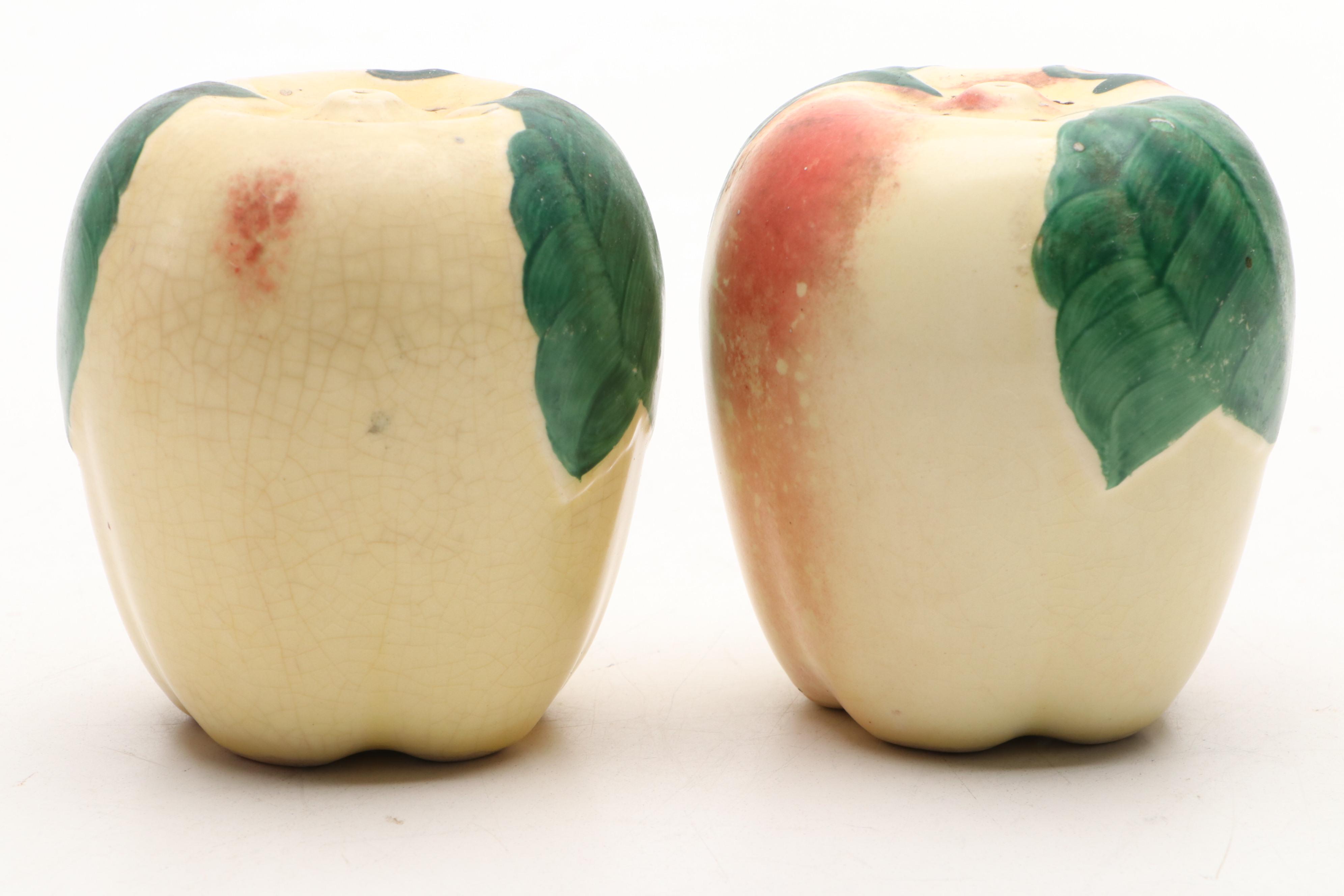 Vintage Apple Form Ceramic Shakers and Canister