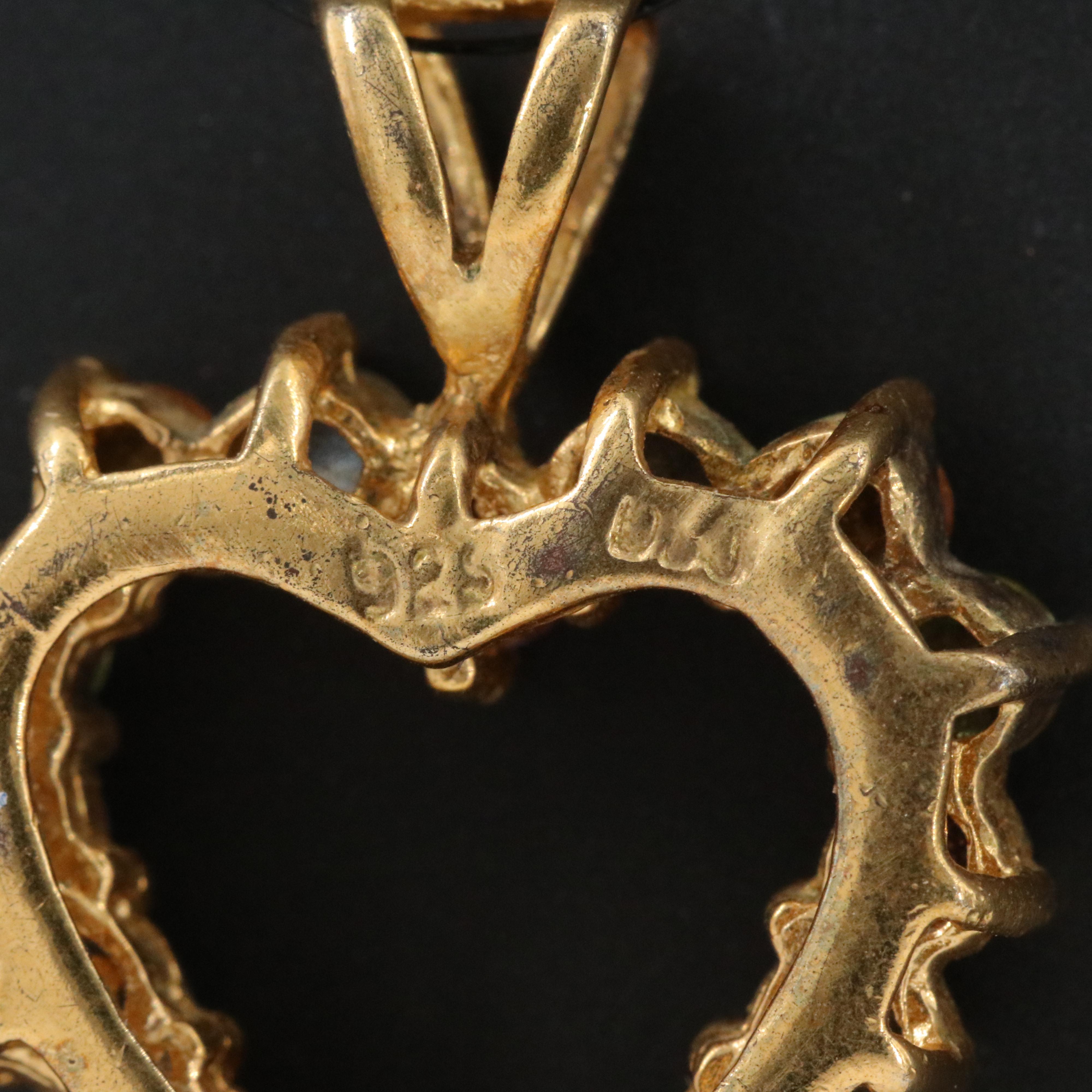 Sterling Gemstone Heart Pendant