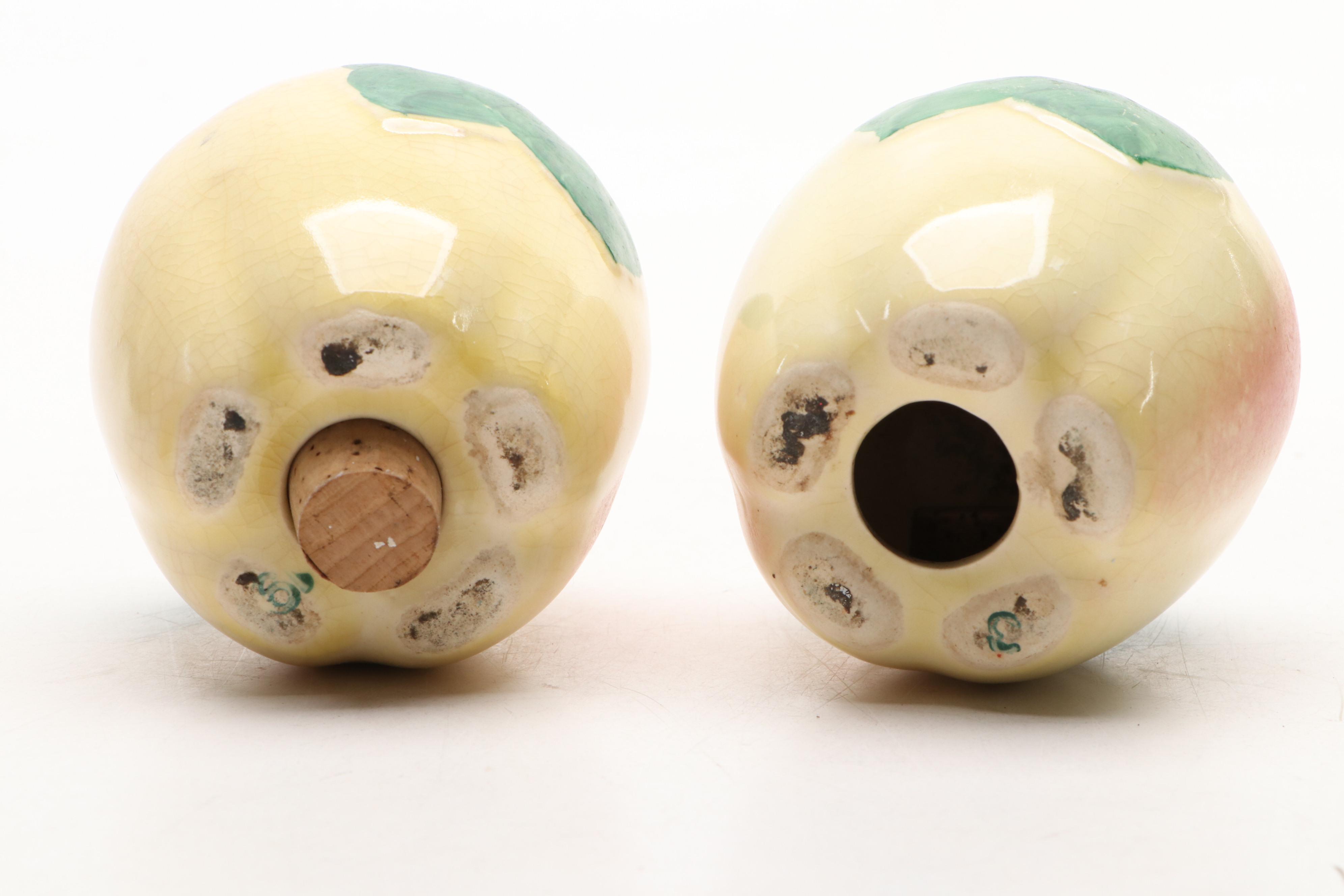 Vintage Apple Form Ceramic Shakers and Canister