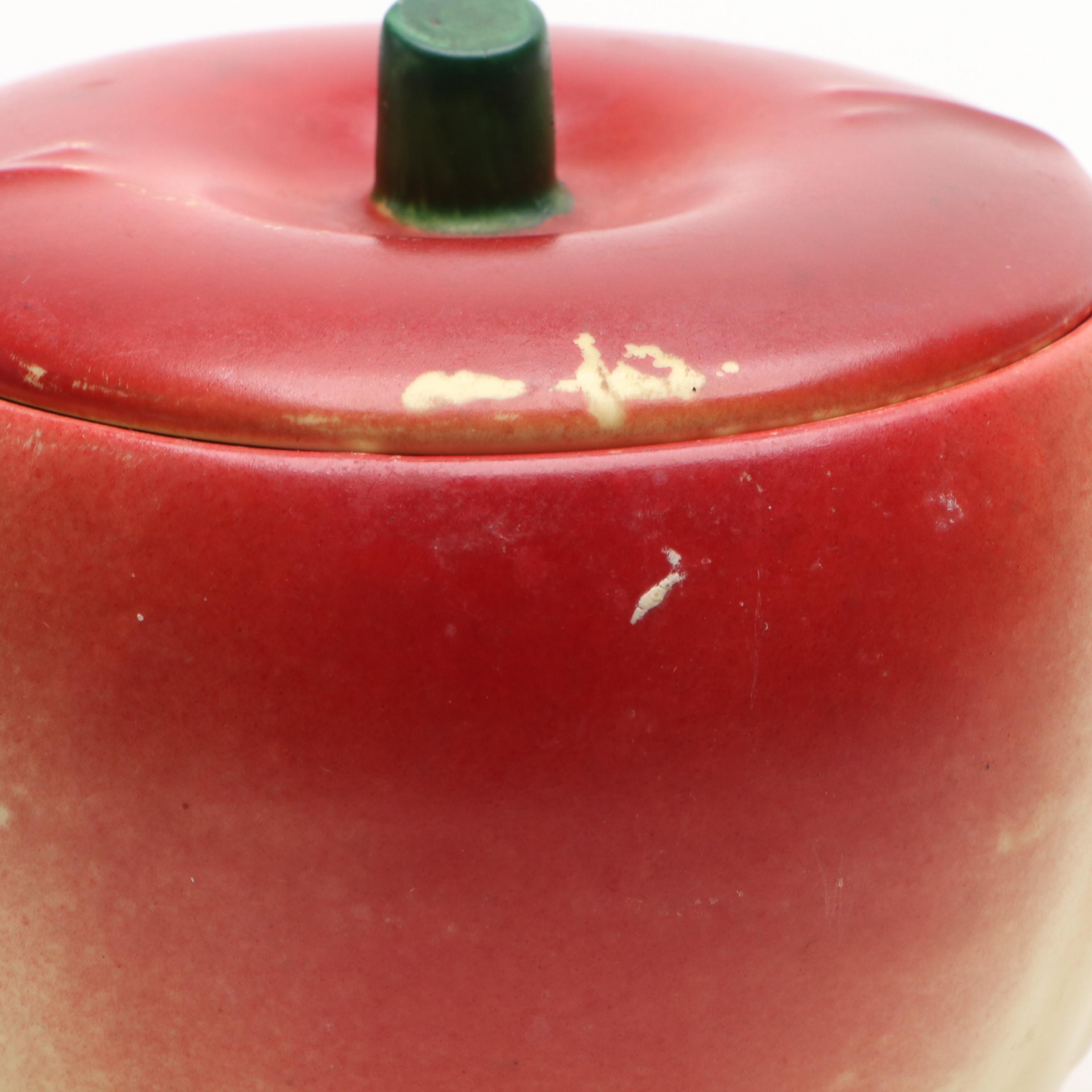 Vintage Apple Form Ceramic Shakers and Canister